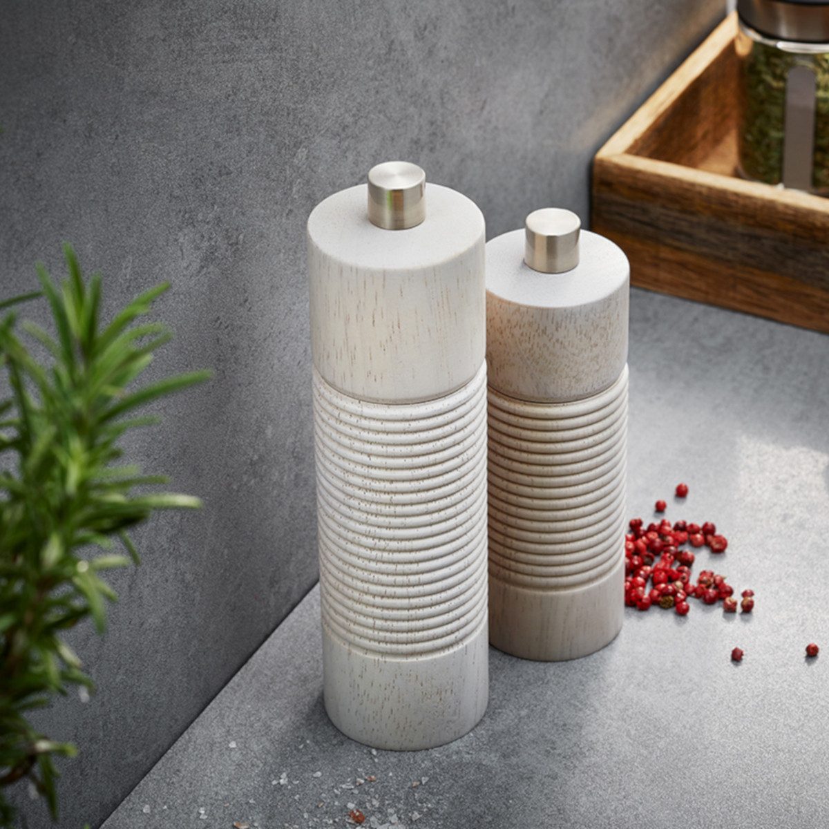 GEFU Salz- / Pfefferstreuer Gewürzmühle TEDORO beige, Universal-Keramikmahlwerk, stufenlose Mahlgradeinstellung