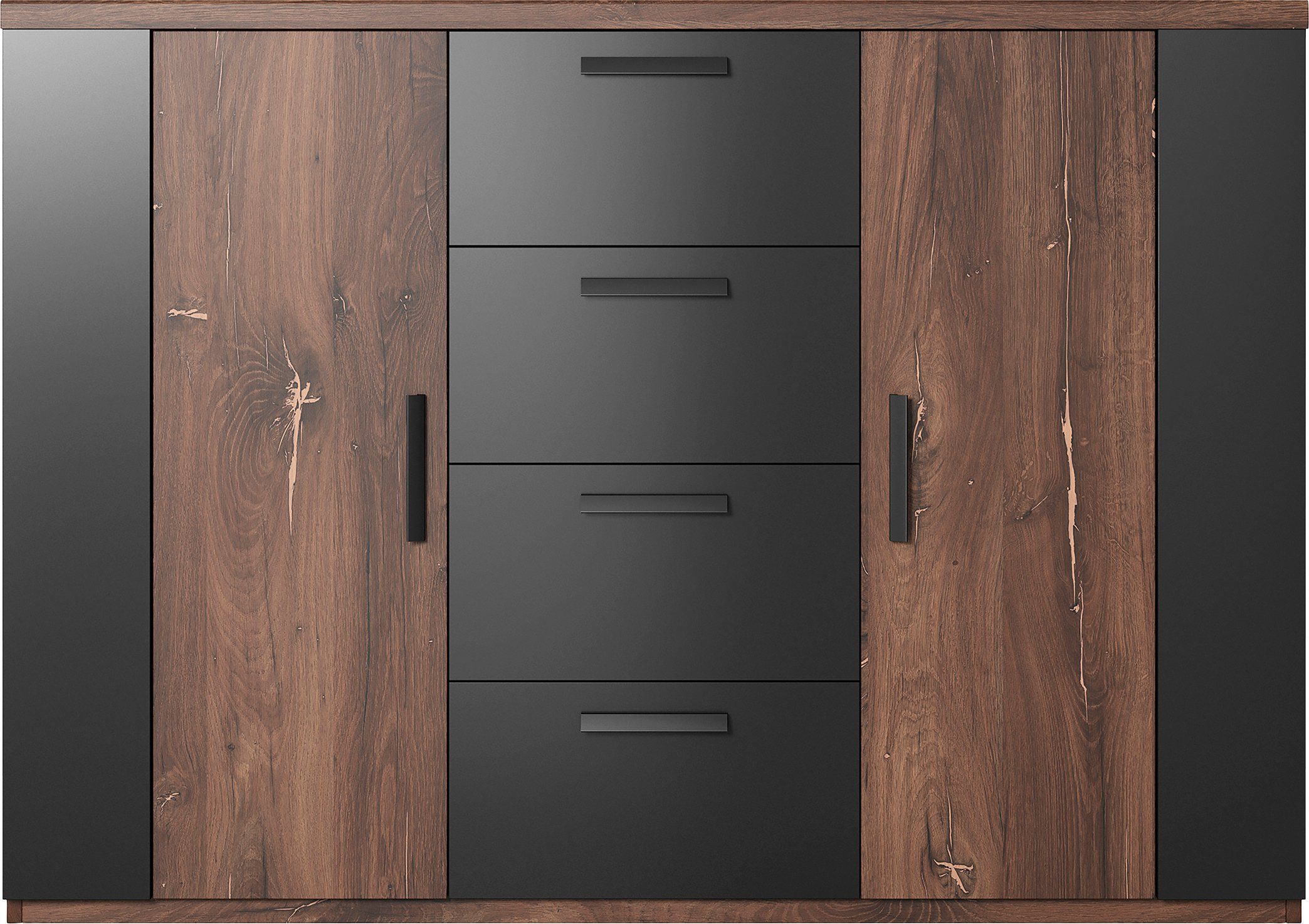 Home affaire Schubkastenkommode Sigma, Breite 132 cm, moderne Schubladenkommode, Made in Europe, Kommode viel Stauraum, Einlegeböden verstellbar, Anrichte