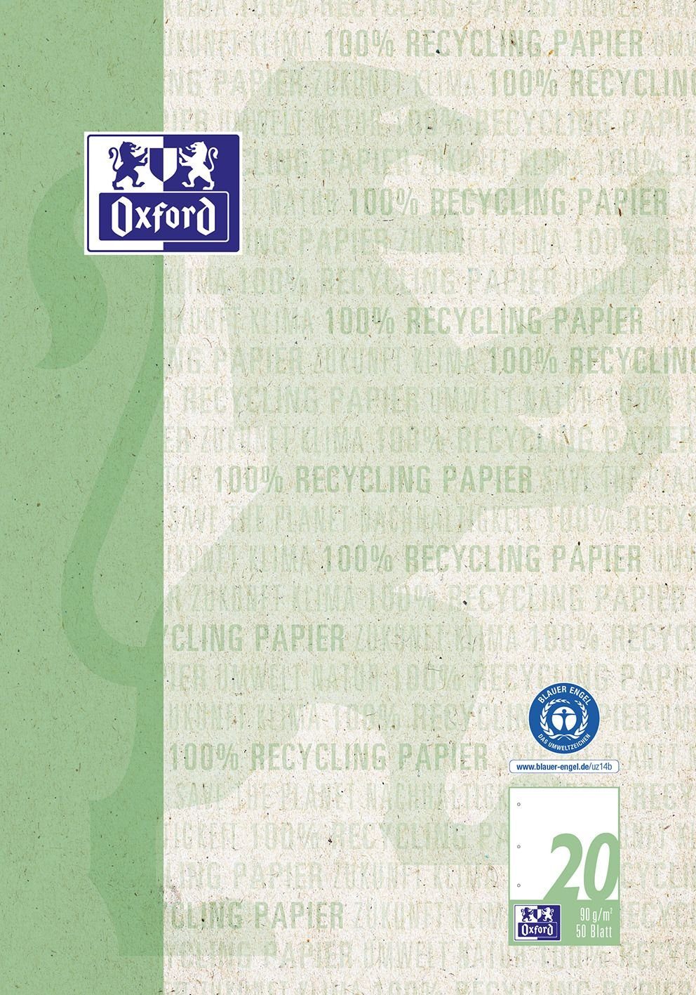 OXFORD Notizblock OXFORD 400159590 OXFORD Briefblock Recycling DIN A4 blanko