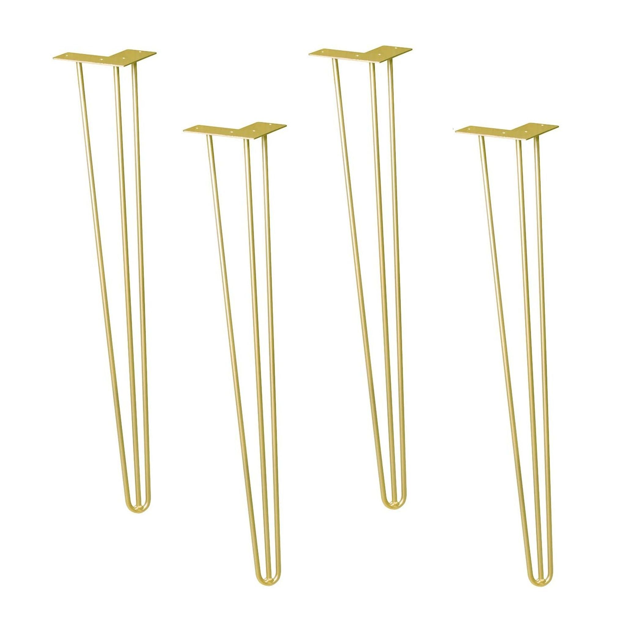 WAGNER design yourself Möbelfuß Möbelbein/Tischbein - HAIRPIN LEGS 4er Set - Retro Style - 12 x 12 x 71 cm in diversen Farben, Bein konisch/schräg verlaufend, mit integrierter Anschraubplatte gold