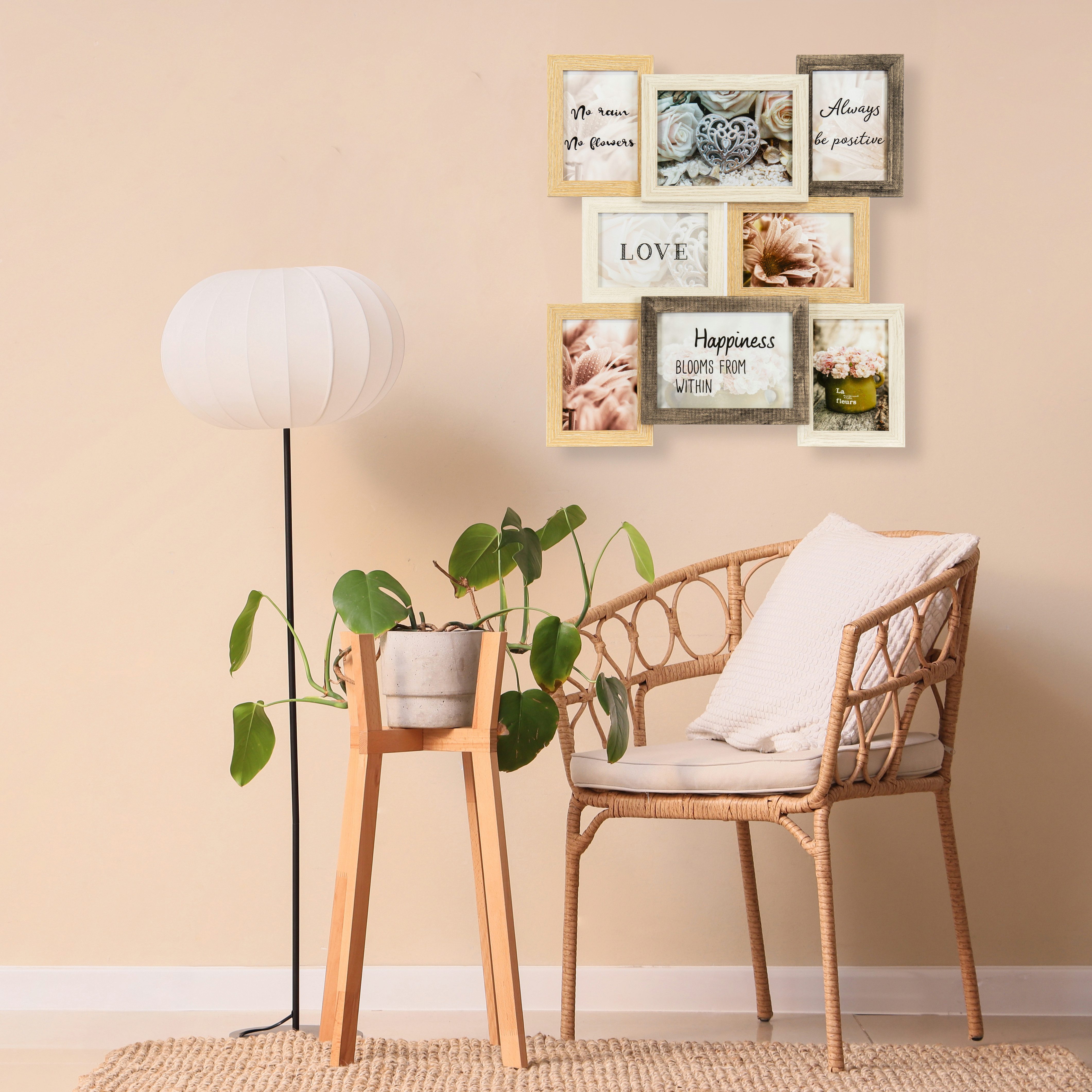 queence Bilderrahmen Collage Rahmen 3D Holz in braun, für 8 Bilder (1 St), günstig online kaufen