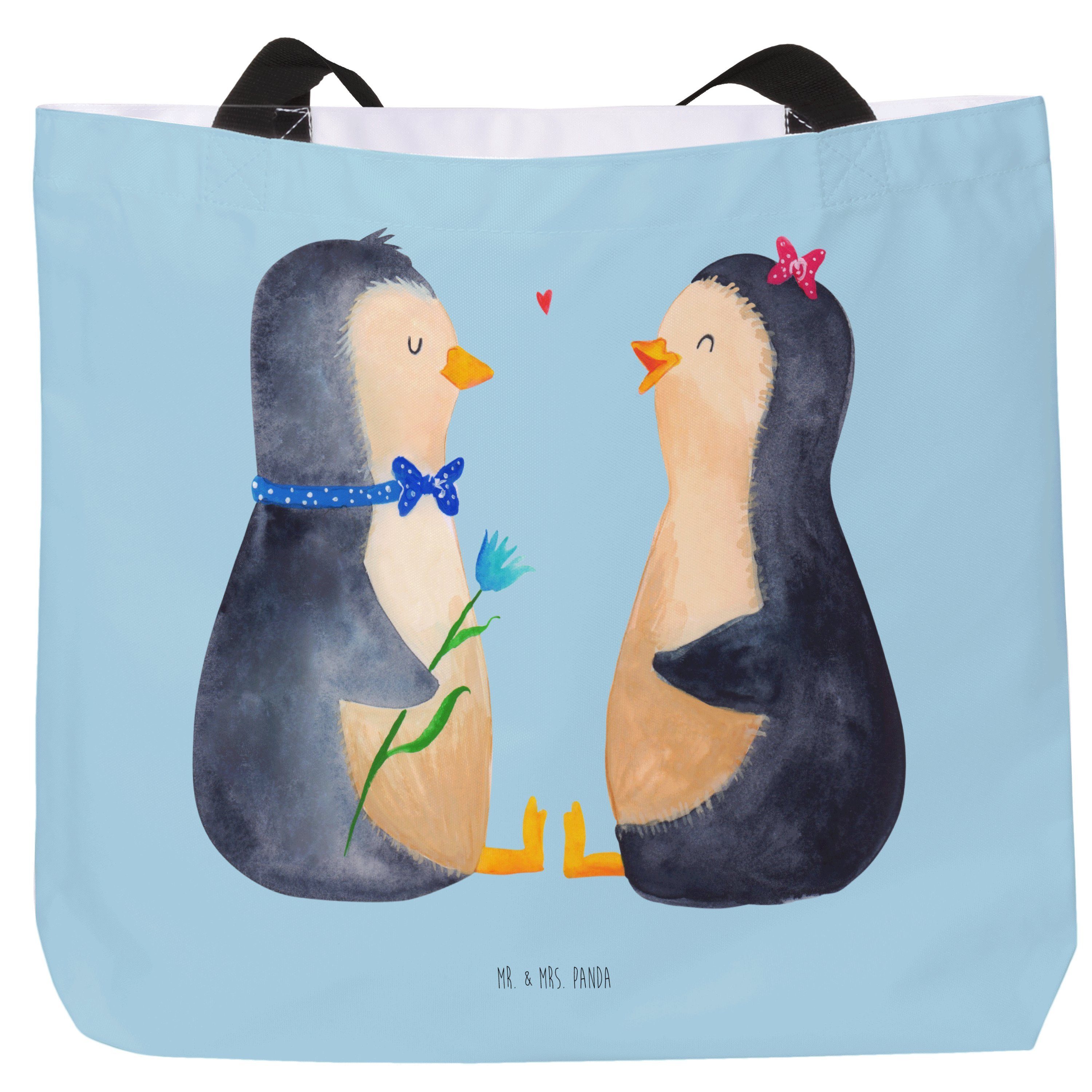 Mr. & Mrs. Panda Shopper Pinguin Pärchen - Eisblau - Geschenk, Hochzeitstag, Verlobung, Hochze (1-tlg)