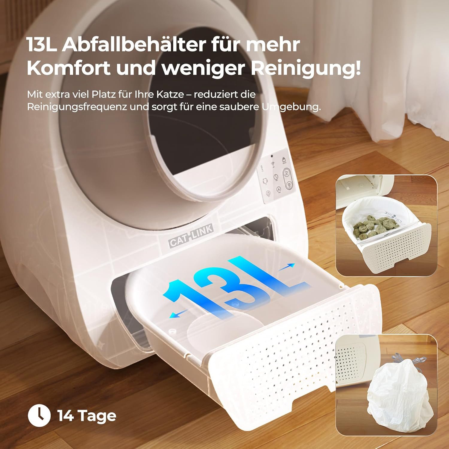 CATLINK Katzentoilette Pro-X Ultra Selbstreinigendes Katzenklo mit HD-Kamera – WLAN APP, 6x Geruchsneutralisation, 13L Abfallbehälter, KI-Monitoring, 65L Vol.