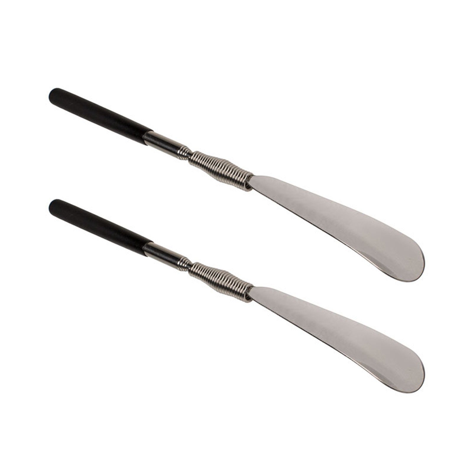 HAC24 Schuhlöffel Teleskop Schuhanzieher Schuhlöffel Schuhanziehhilfe Schuh Anziehhilfe (Set, 2-tlg), Ausziehbar, 31-79 cm, Schwarz