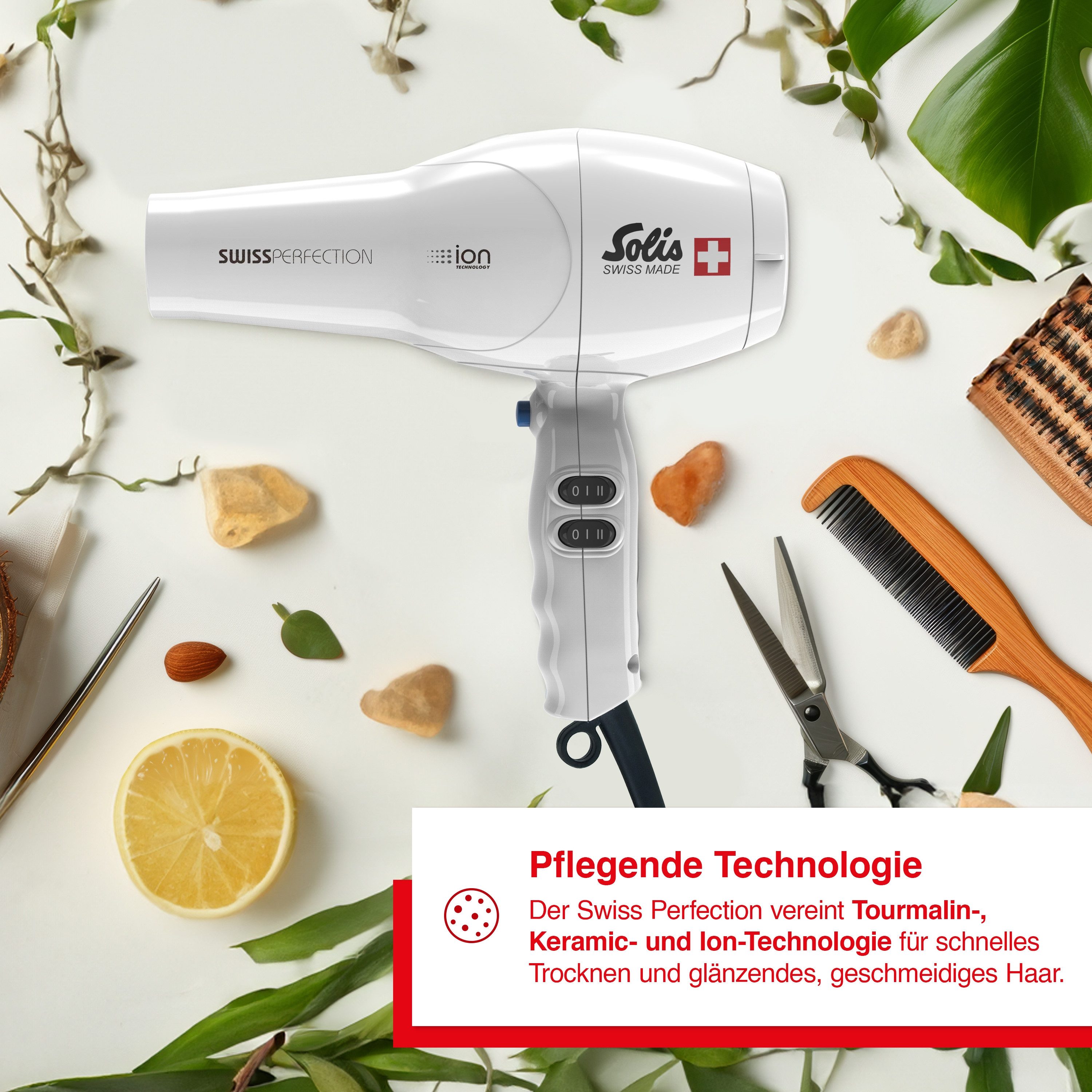 SOLIS OF SWITZERLAND Wandhaartrockner Swiss Perfection, Typ 443, 1800 W, Spiralkabel, Ionen-Technologie