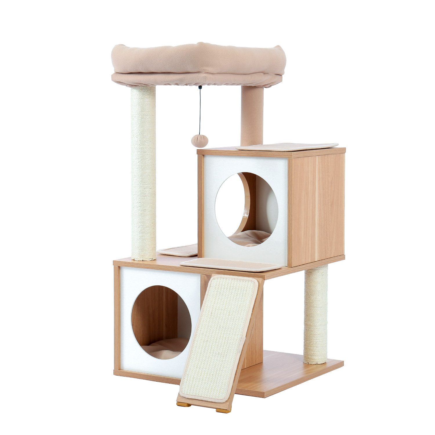 PAWZ Road Kratzbaum Holz Kratzbaum Katzenbaum Sisal Katzenmöbel Katzenhöhle, Grau, aus Holz