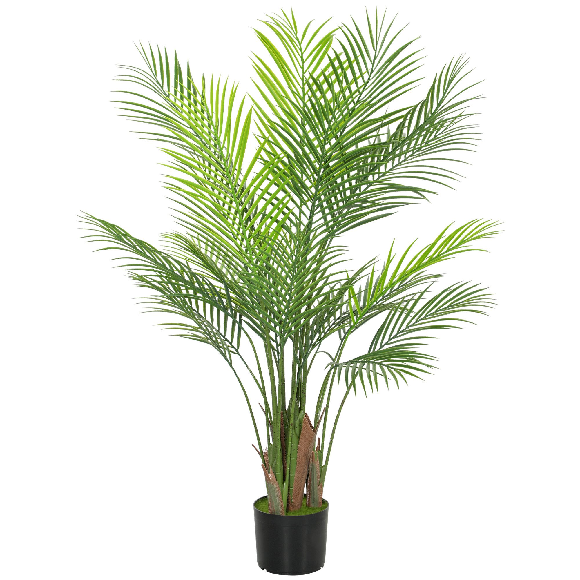 Kunstpflanze 120cm hoch Areca-Palme, HOMCOM, Höhe 120 cm, für Wohnzimmer Schlafzimmer Büro Garten Moderne Dekoration Geschenk