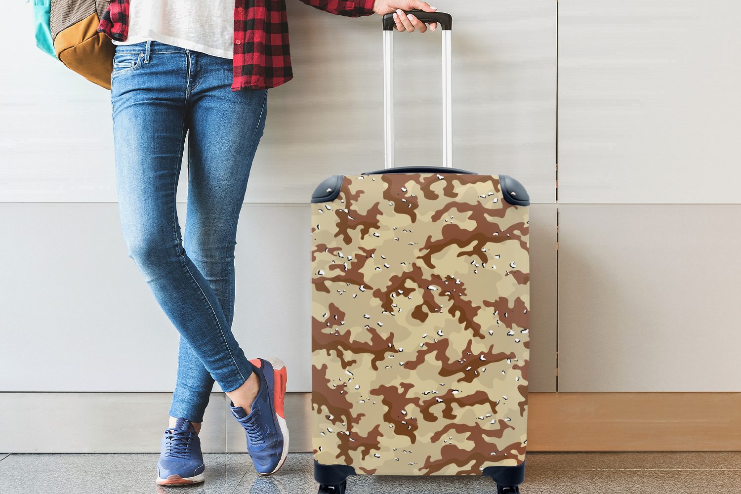MuchoWow Handgepäckkoffer Camouflage - Wüste Handgepäck mit für 4 Reisetasche rollen, Muster, Reisekoffer Trolley, - Rollen, Ferien