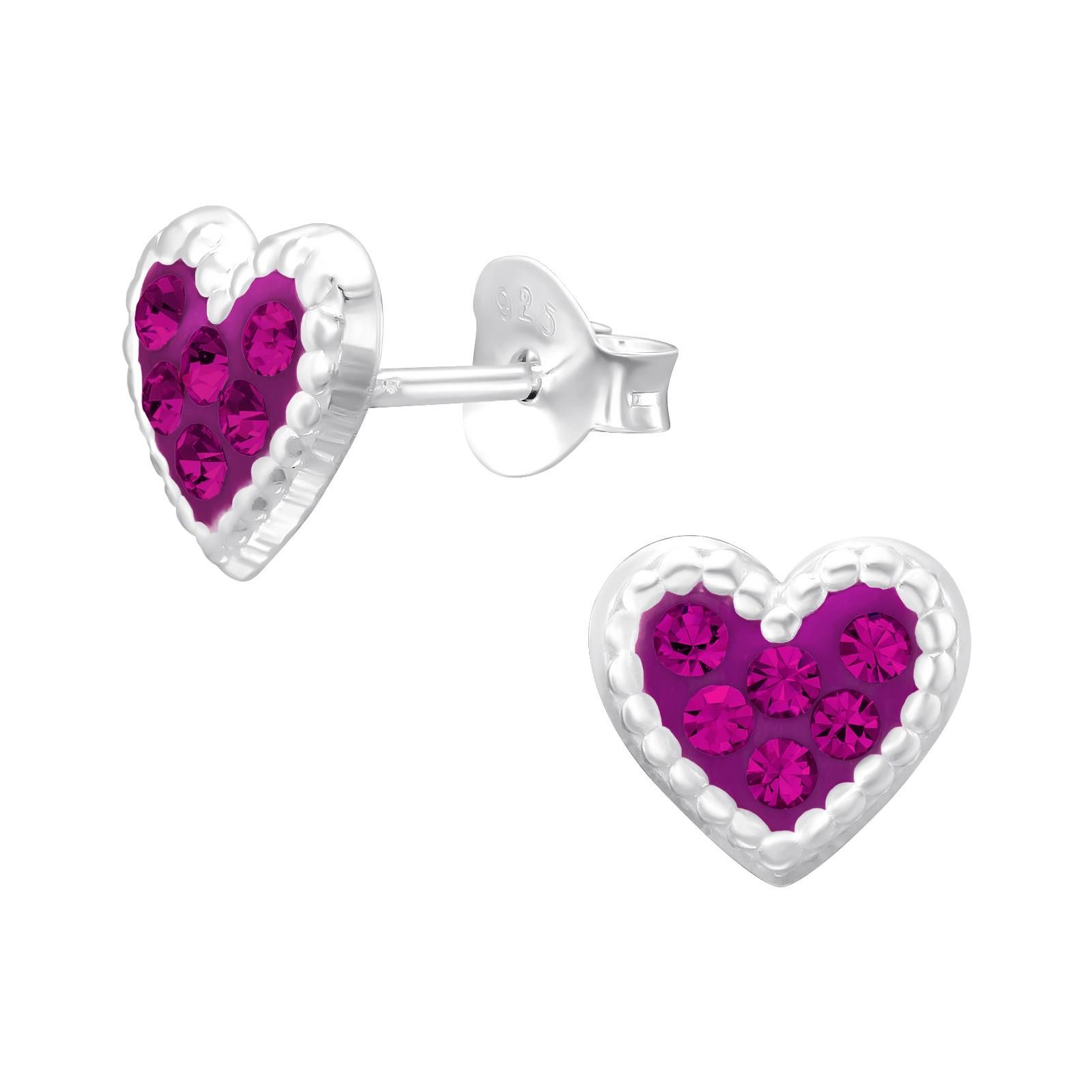 Ohrring-Set Herz Kinder Ohrringe Kristalle 925 Silber Ohrstecker