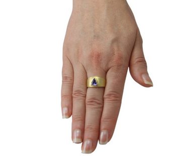 SKIELKA DESIGNSCHMUCK Goldring Tansanit Ring "Triangle" 1,54 ct. (Gelbgold 750), hochwertige Goldschmiedearbeit aus Deutschland