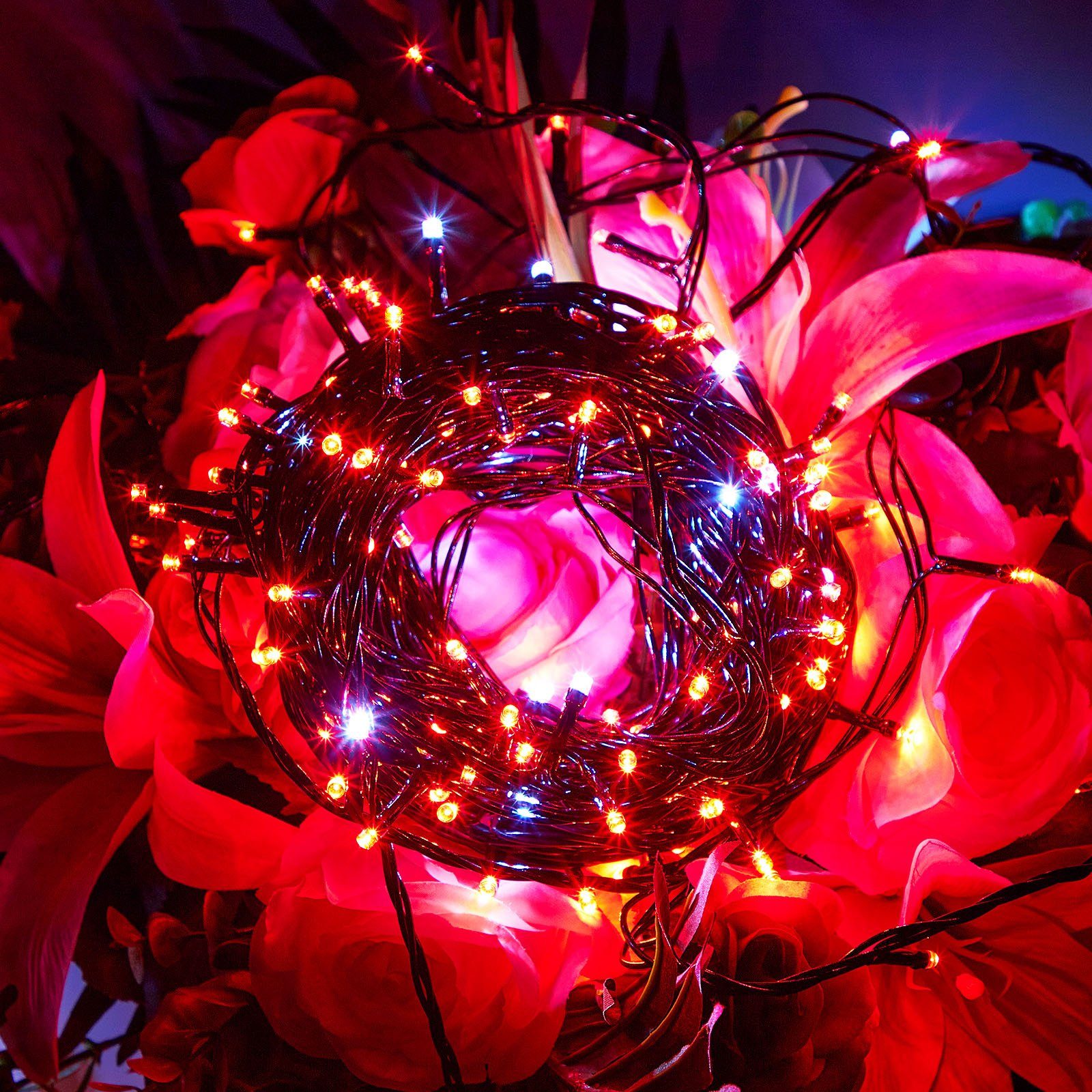 156-flammig, Baum, Lichterkette Weihnachten mit Außen Garten Rosnek LED-Baummantel 20m 3M-Verlängerungskabel for LED Innen Rot Party