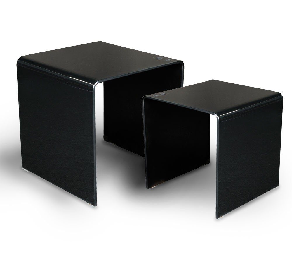 Wohnzimmertisch Beistelltisch, Beistelltisch etc-shop schwarz Modern Tisch Glas Set