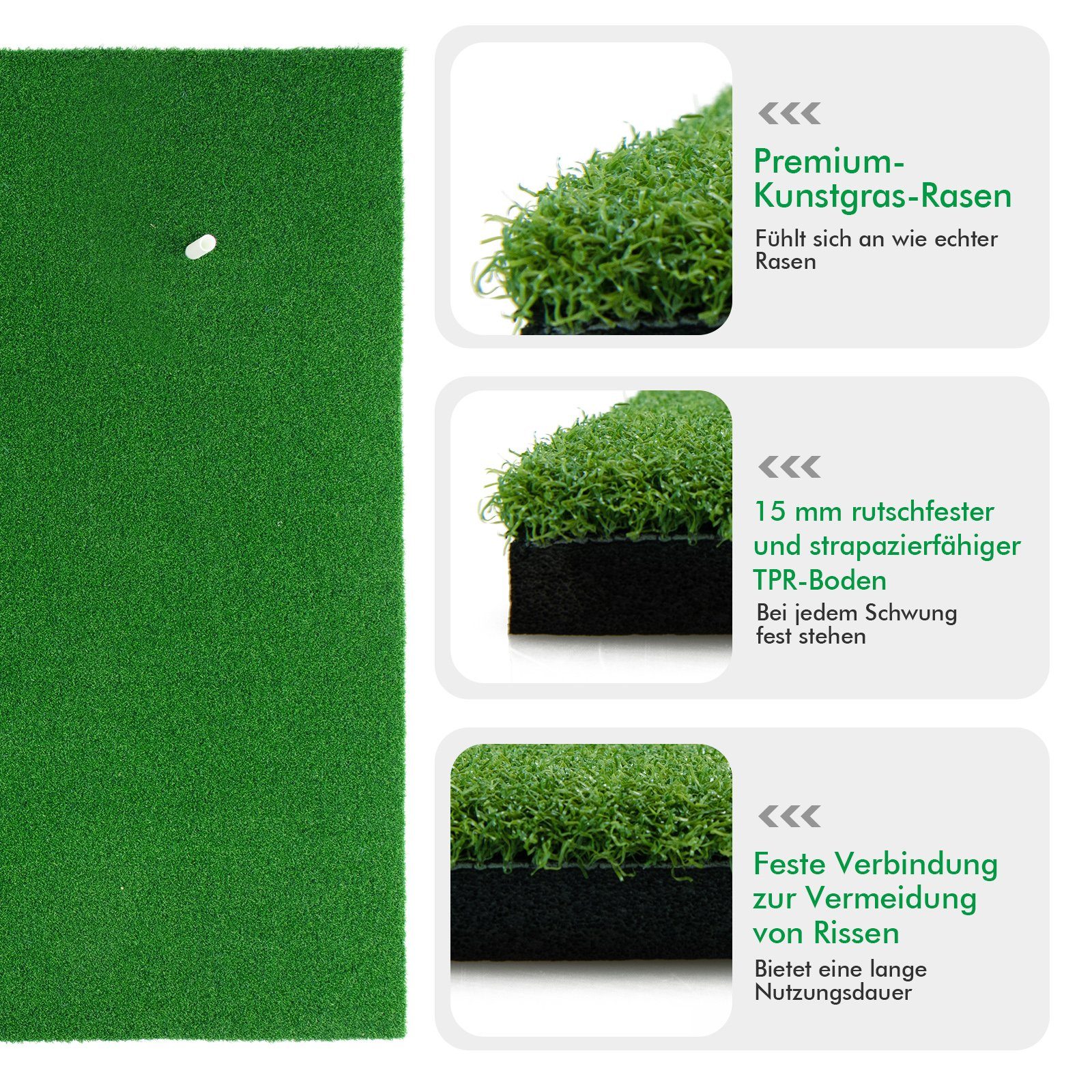 COSTWAY Golf-Abschlagmatte Golfmatte, Gummi-Tees 3 mit 150x100cm