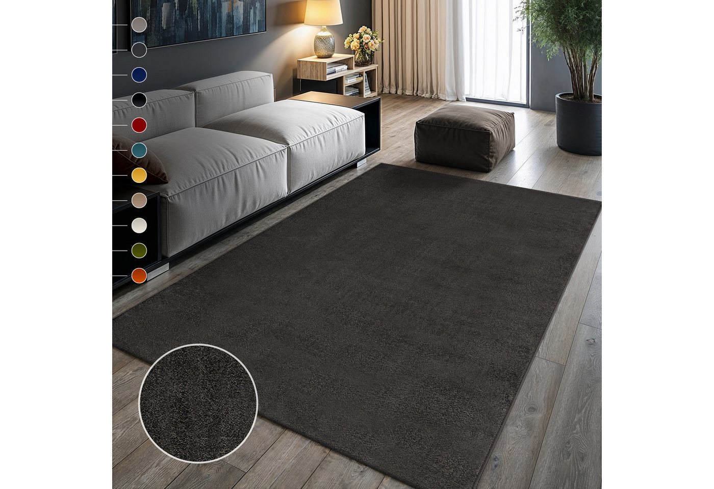 Sanat Teppich UNI, auch als Läufer und Rund, rechteckig, Höhe: 13 mm, robuster Kurzflorteppich, große Farbauswahl, Wohnzimmer, alle Räume