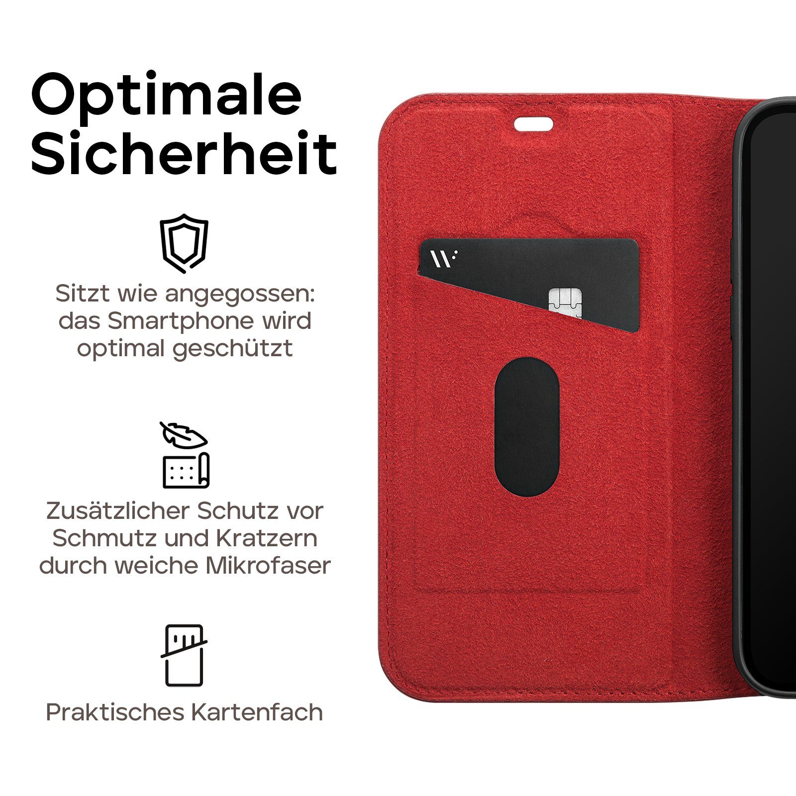 wiiuka Handyhülle suiit Hülle für iPhone 12 Pro Max, Klapphülle Handgefertigt - Deutsches Leder, Premium Case