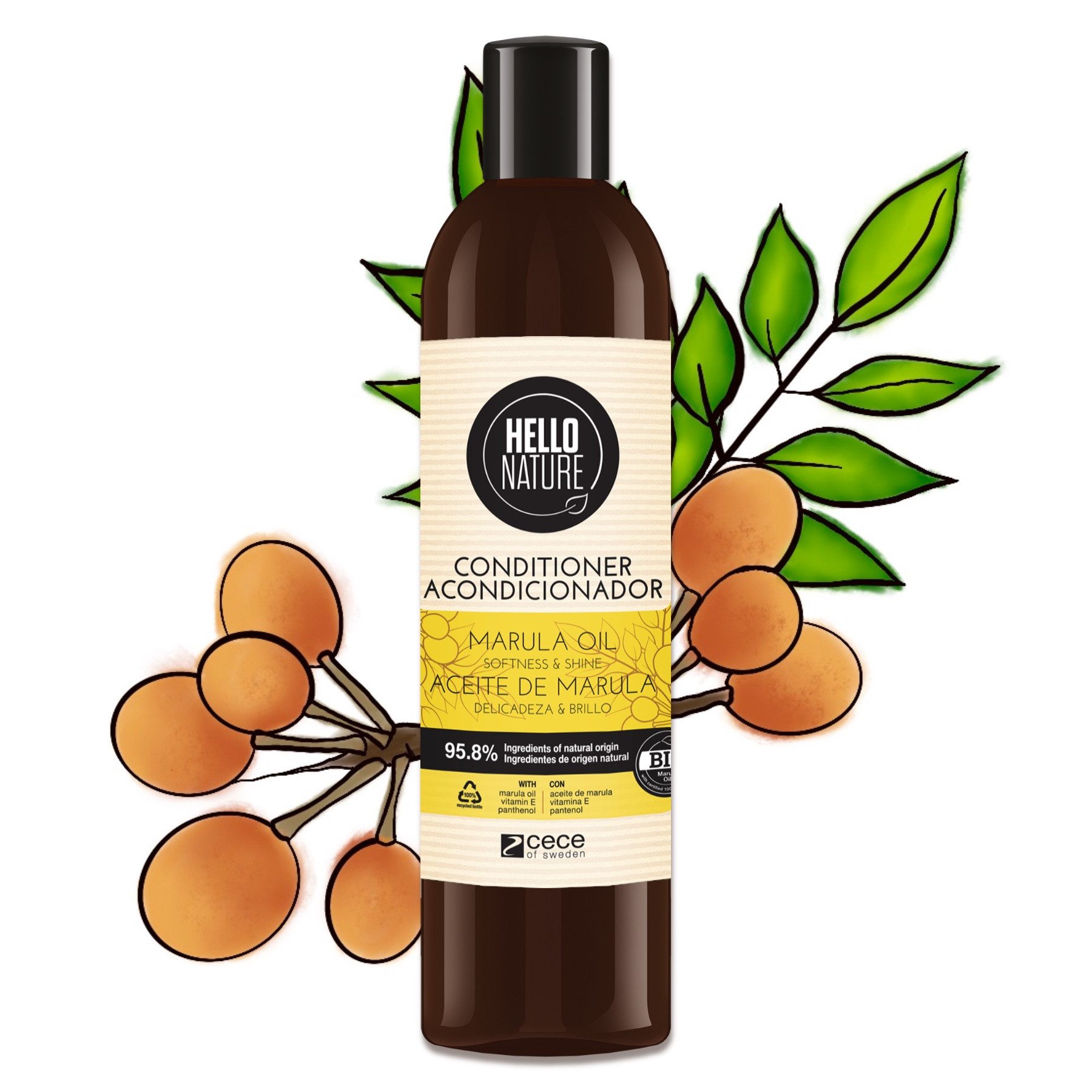 Hello Nature Haarspülung Conditioner Haarpflege Regeneration Marula Öl Bio Vegan Natur, 1-tlg., Haarspülung, Conditioner, Hello Nature