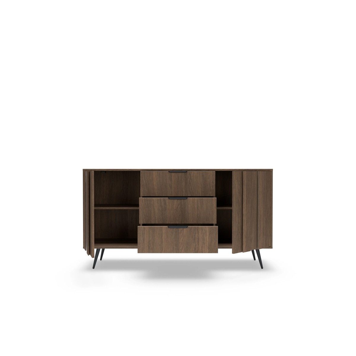 yourhouse24 Kombikommode AMARO 153cm (2D3S) – Eiche Dunin mit Lamellen & LED