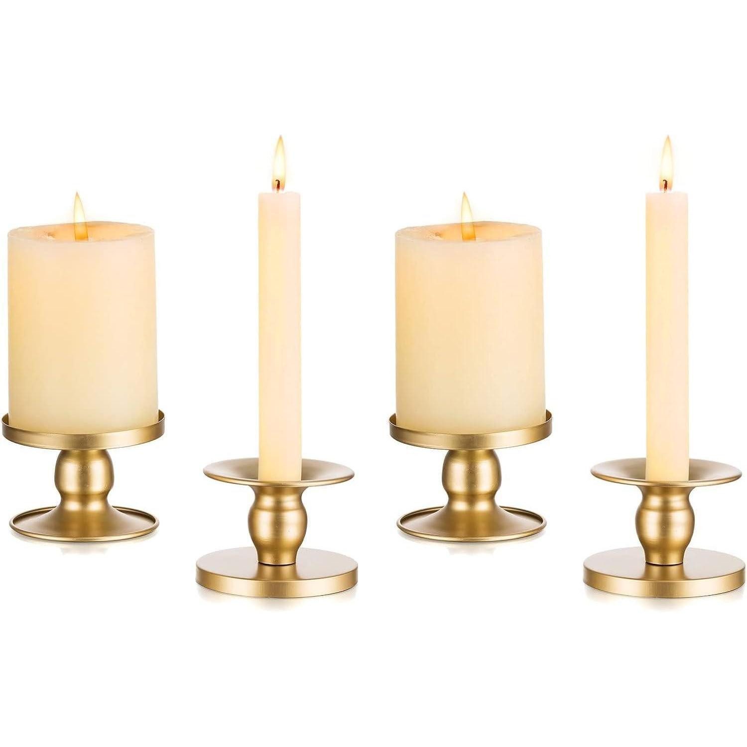 LuxusKollektion Kerzenständer Kerzenständer Stabkerzen Metall Vintage Hochzeit Tischdeko 4 Gold (4 St)