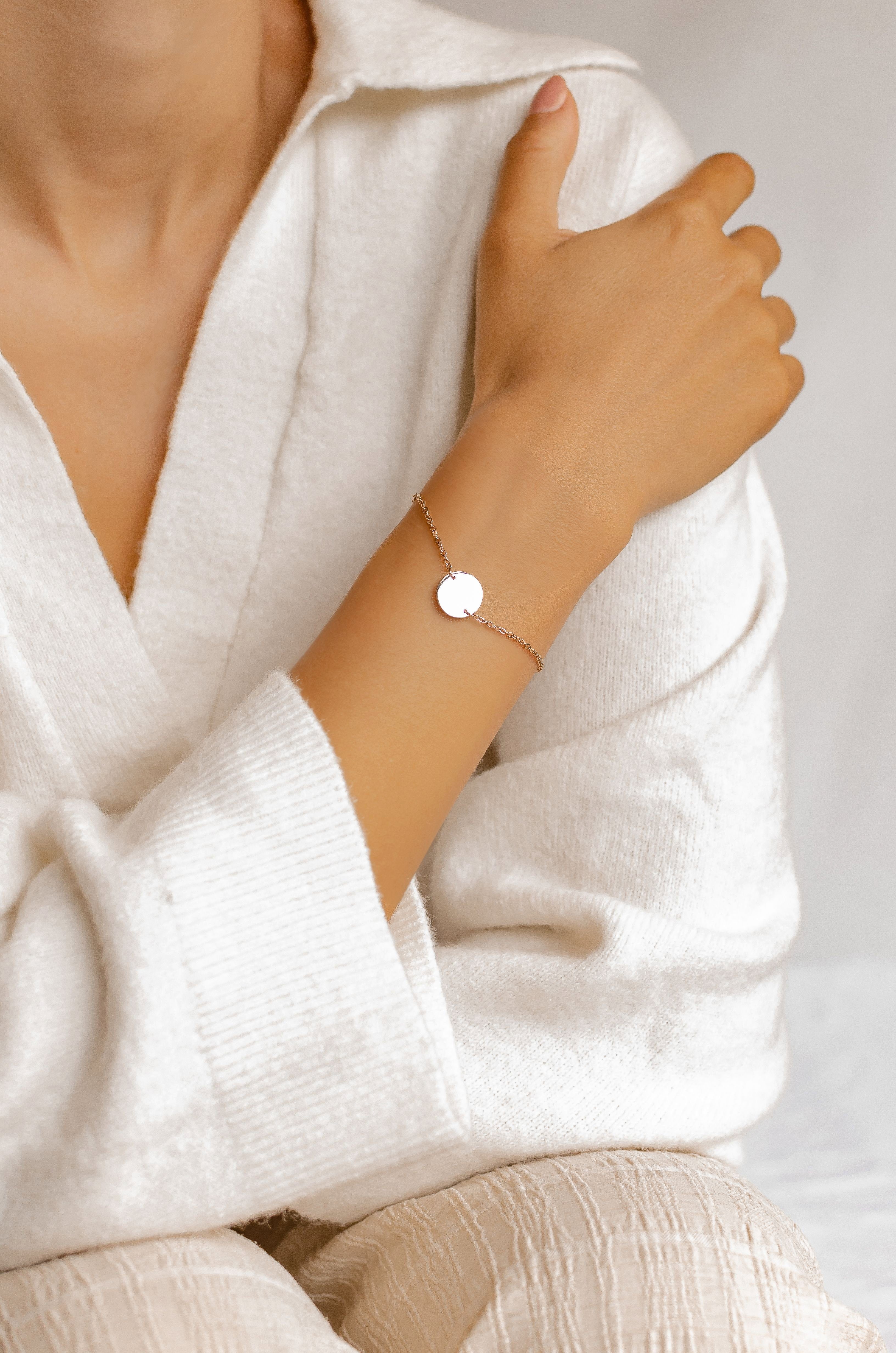 Hey Happiness Armkette Damen Kreis Anhänger, 18K Gold Roségold, Edelstahl A günstig online kaufen