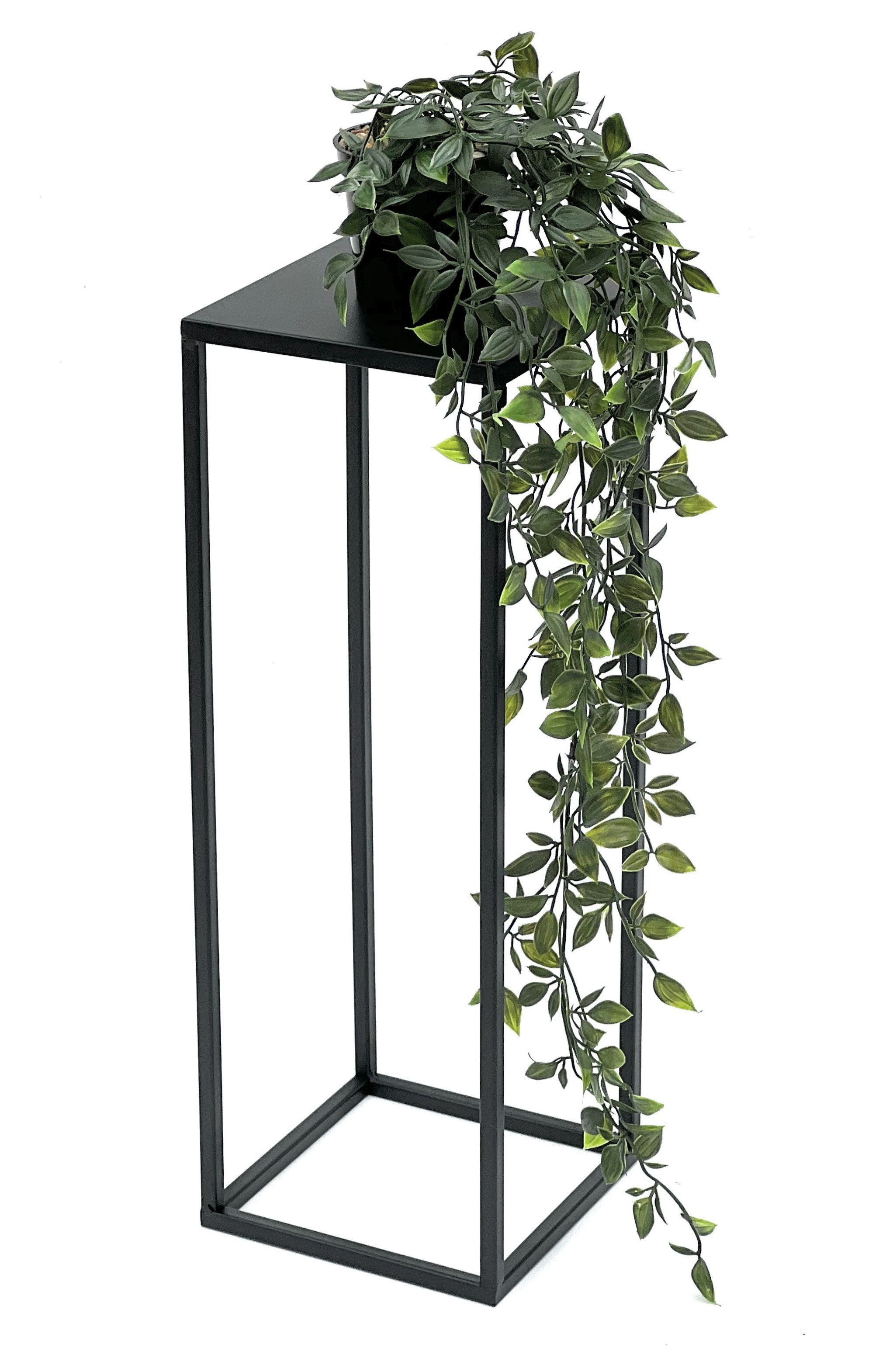 Blumenständer Metall Schwarz Eckig 70-50 cm Blumenhocker Beistelltisch