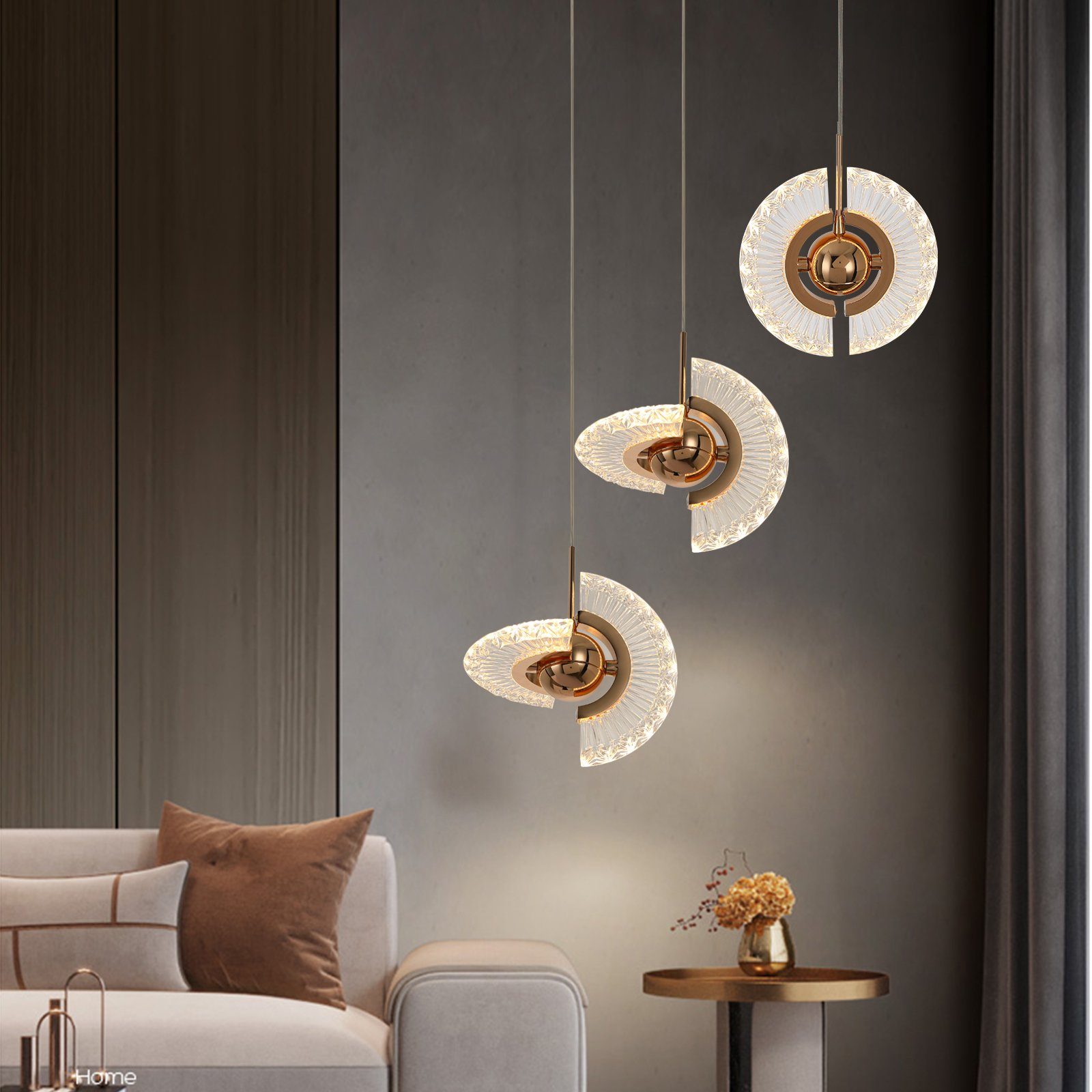 Sunicol LED Pendelleuchte Kristall-Pendelleuchte mit Stabaufhängung,4W LED-Deckenleuchte, Hängelampe für Wohnzimmer, Esszimmer, Schlafzimmer,Kücheninsel