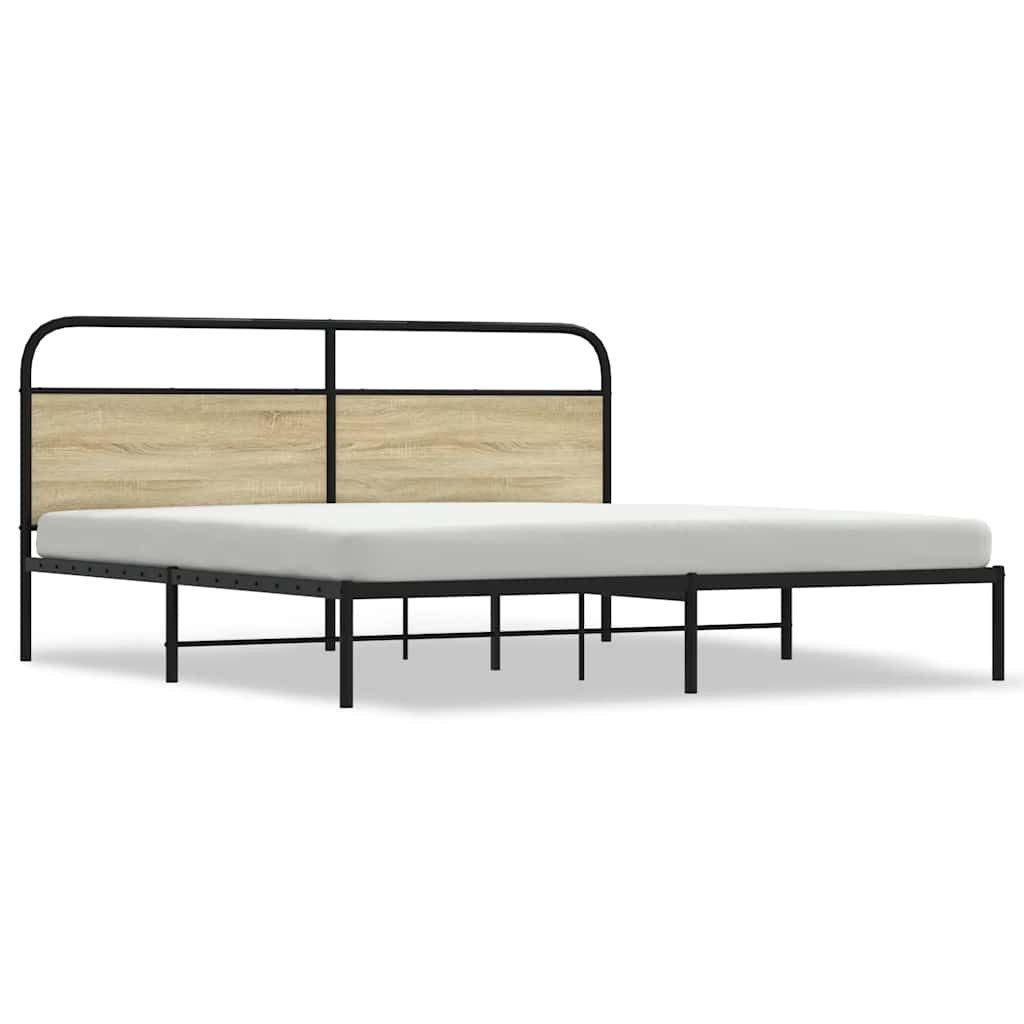 vidaXL Bett Metallbett ohne Matratze Sonoma-Eiche günstig online kaufen