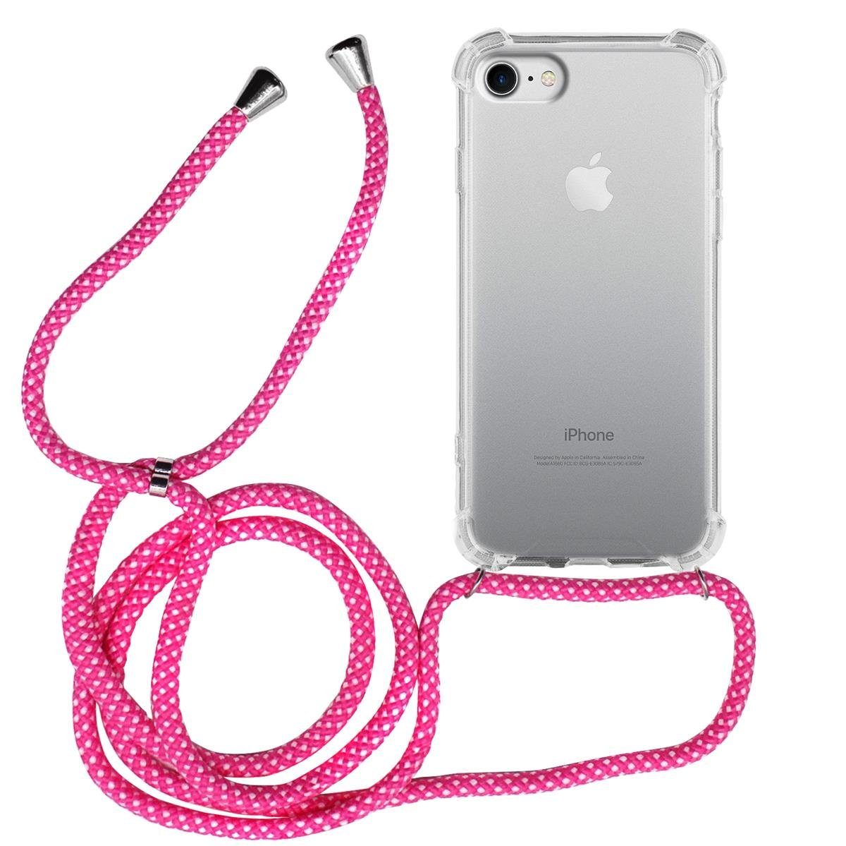 MyGadget Handyhülle TPU Hülle Band Handykette Handyband Umhängen Case, für  Apple iPhone 6 / 6s TPU Hülle mit Band - Handyhülle mit Handyband zum  Umhängen Kordel Schnur Case Schutzhülle - Pink Weiß