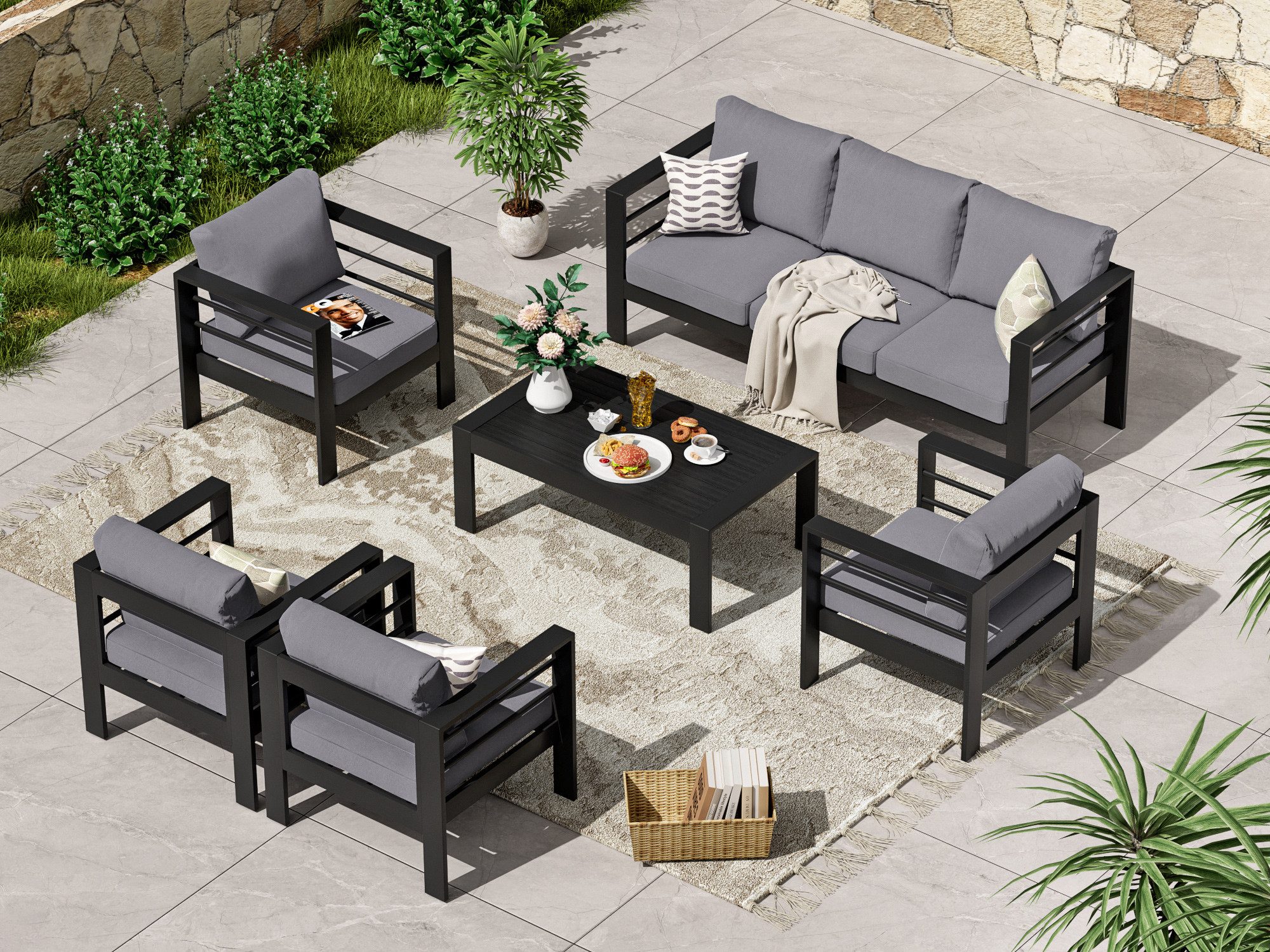 MeXo Gartenlounge-Set XXL Gartenmöbel Set Aluminium günstig online kaufen