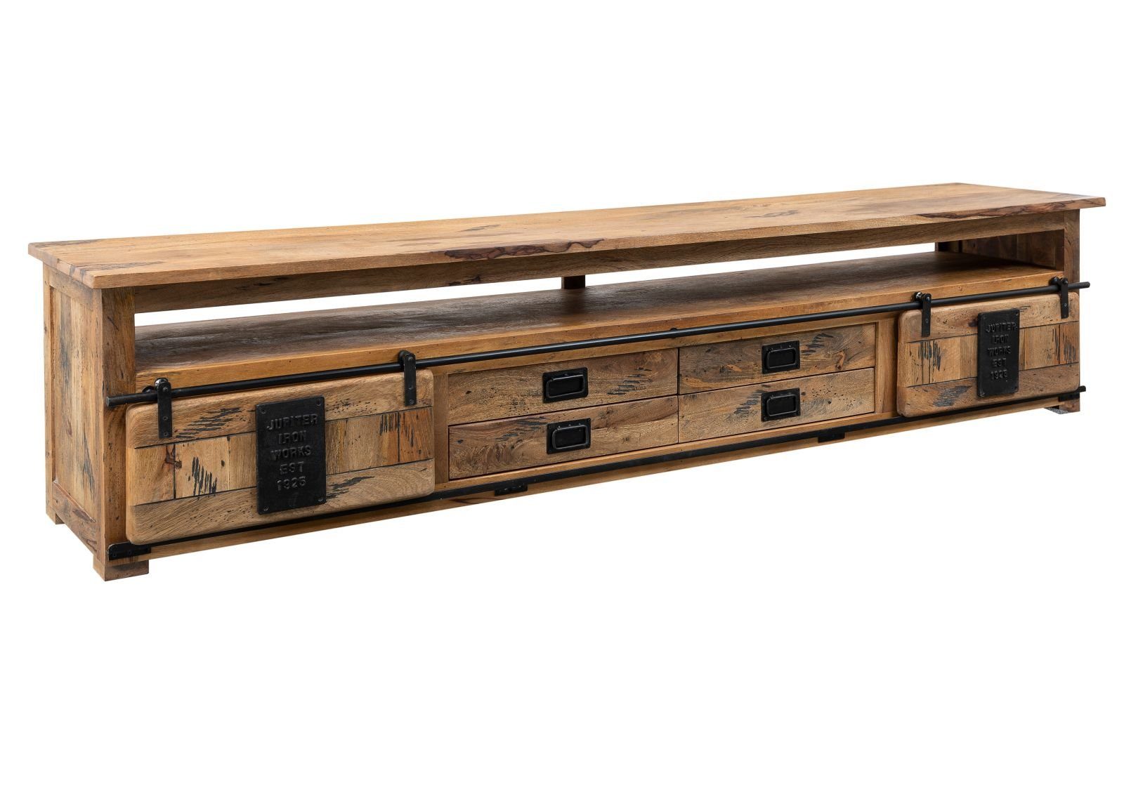 Massivmoebel24 TV-Board RAILWAY (Massivholz), TV-Board Mango 260x50x60 natur lackiert RAILWAY #155