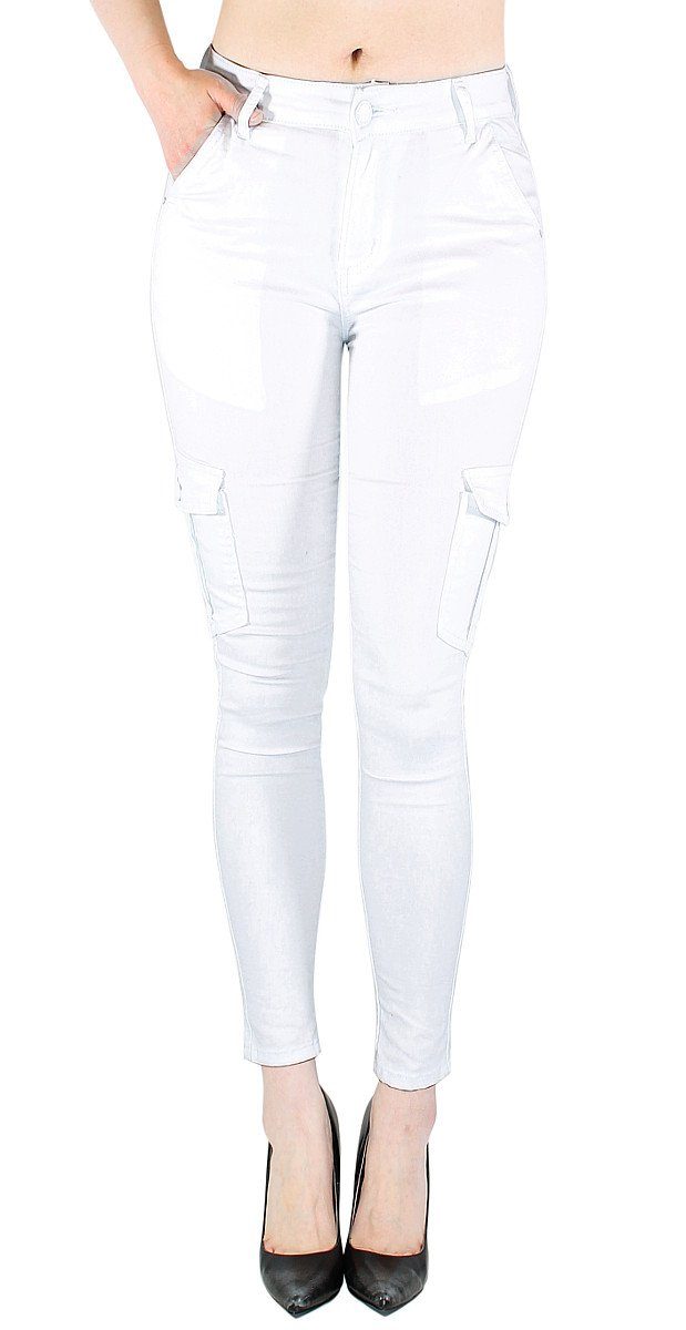 dy_mode Röhrenjeans Damen Skinny-Fit Cargo Jeans Röhrenjeans Stretchjeans Jeanshose 5-Pocket-Style, Slim Skinny Jeans