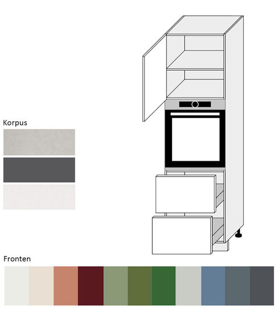 7015 Backofenumbauschrank Feldmann-Wohnen wählbar schiefergrau Florence 60cm grifflos 2 Front-, Schubladen & Ausführung RAL (Florence) Hochglanz Korpusfarbe