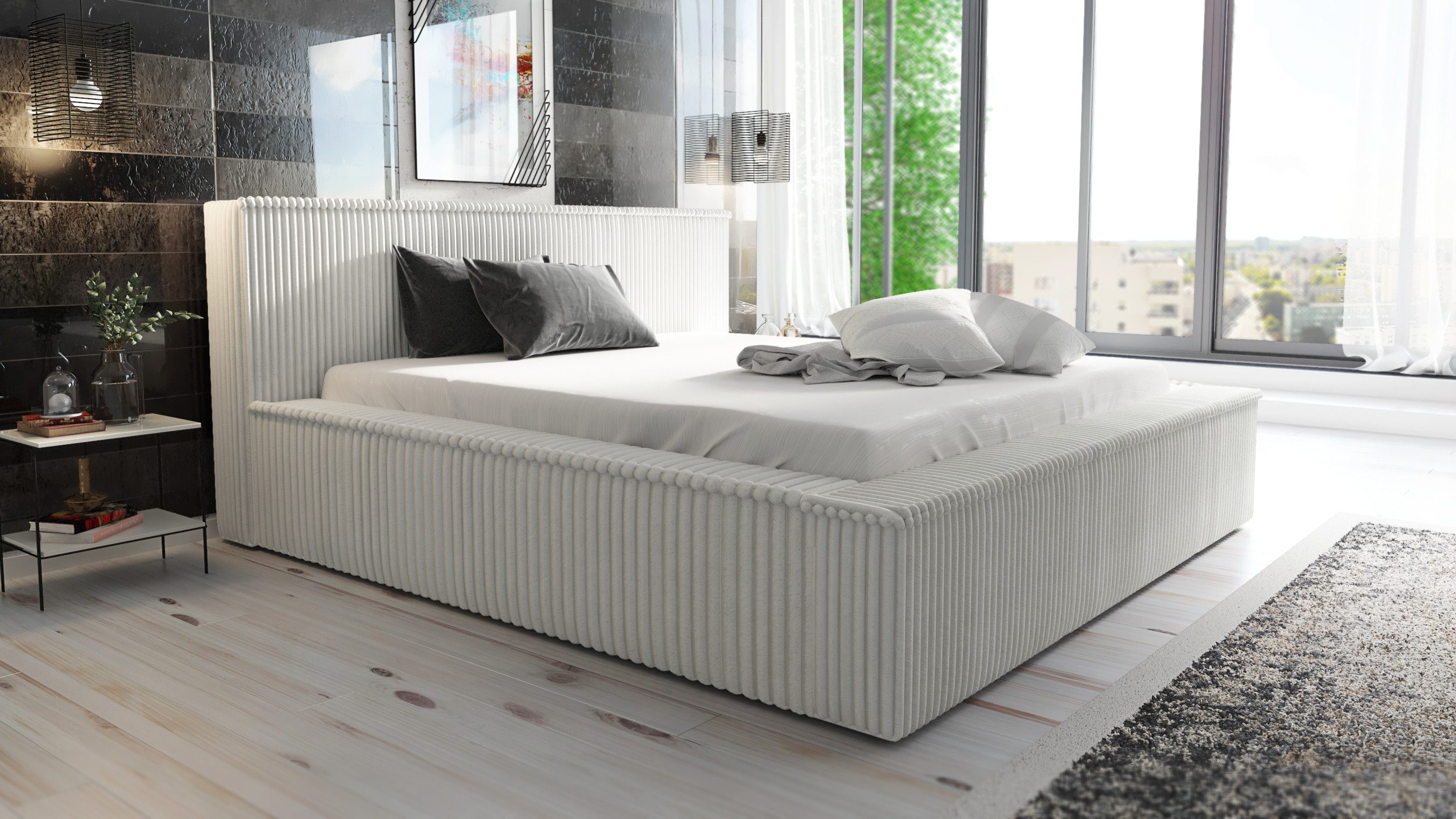 A&J MöbelLand GmbH Polsterbett RIO mit Lattenrost und Bettkasten. (Bett mit günstig online kaufen