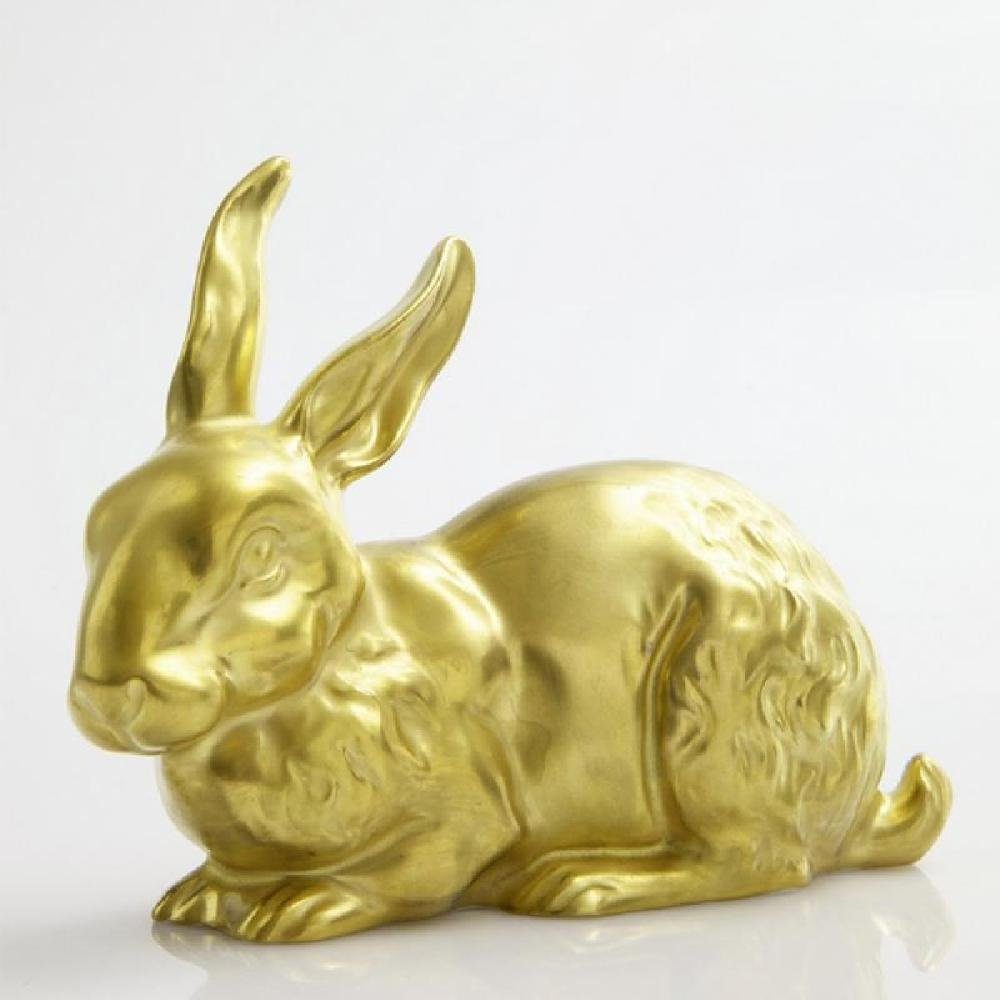 liegend Hase Gold Porzellanfigur Osterhase Reichenbach