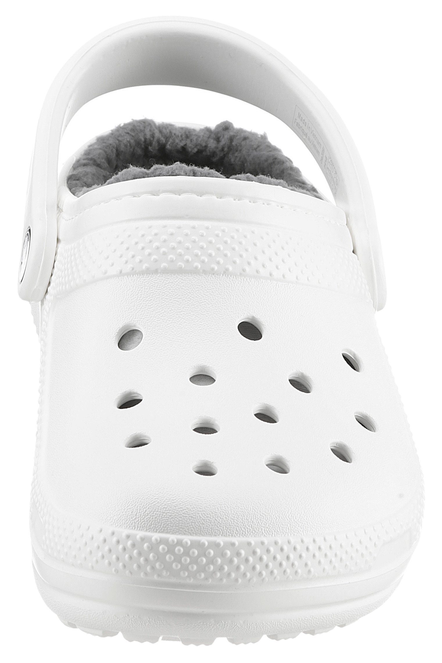 Clog mit kuscheligem Lined Classic weiß-grau Crocs Fellimitat Hausschuh