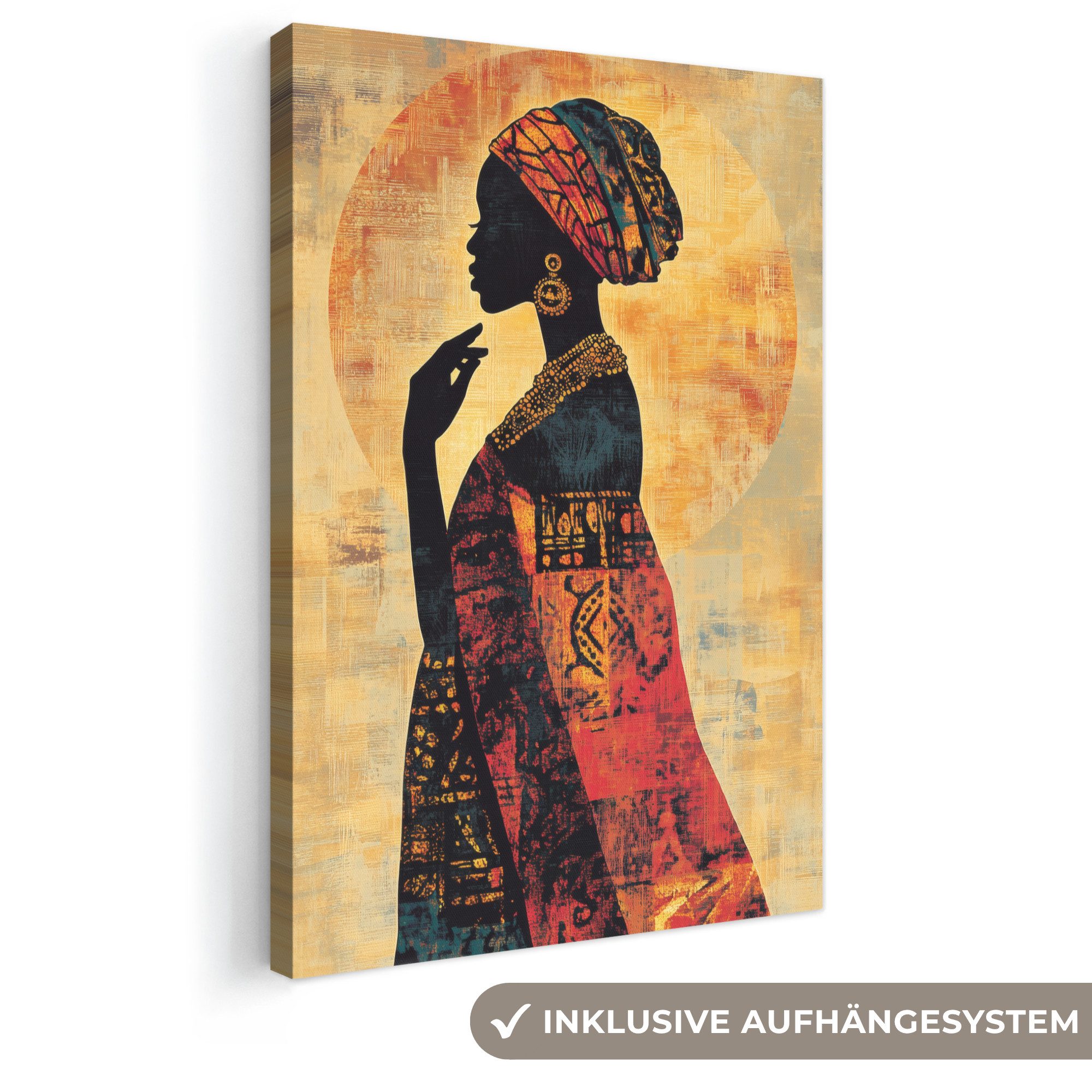 OneMillionCanvasses® Leinwandbild Frau - Scherenschnitt - Muster - Verschnörkelt, Fotodruck (1 St), Leinwand Canvas Wandbild, Wanddekoration 20x30 cm