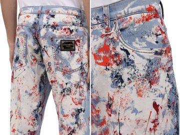 DOLCE & GABBANA 5-Pocket-Jeans DOLCE & GABBANA Painted Jeans Splatter Denim Pants Hose Trousers Italy