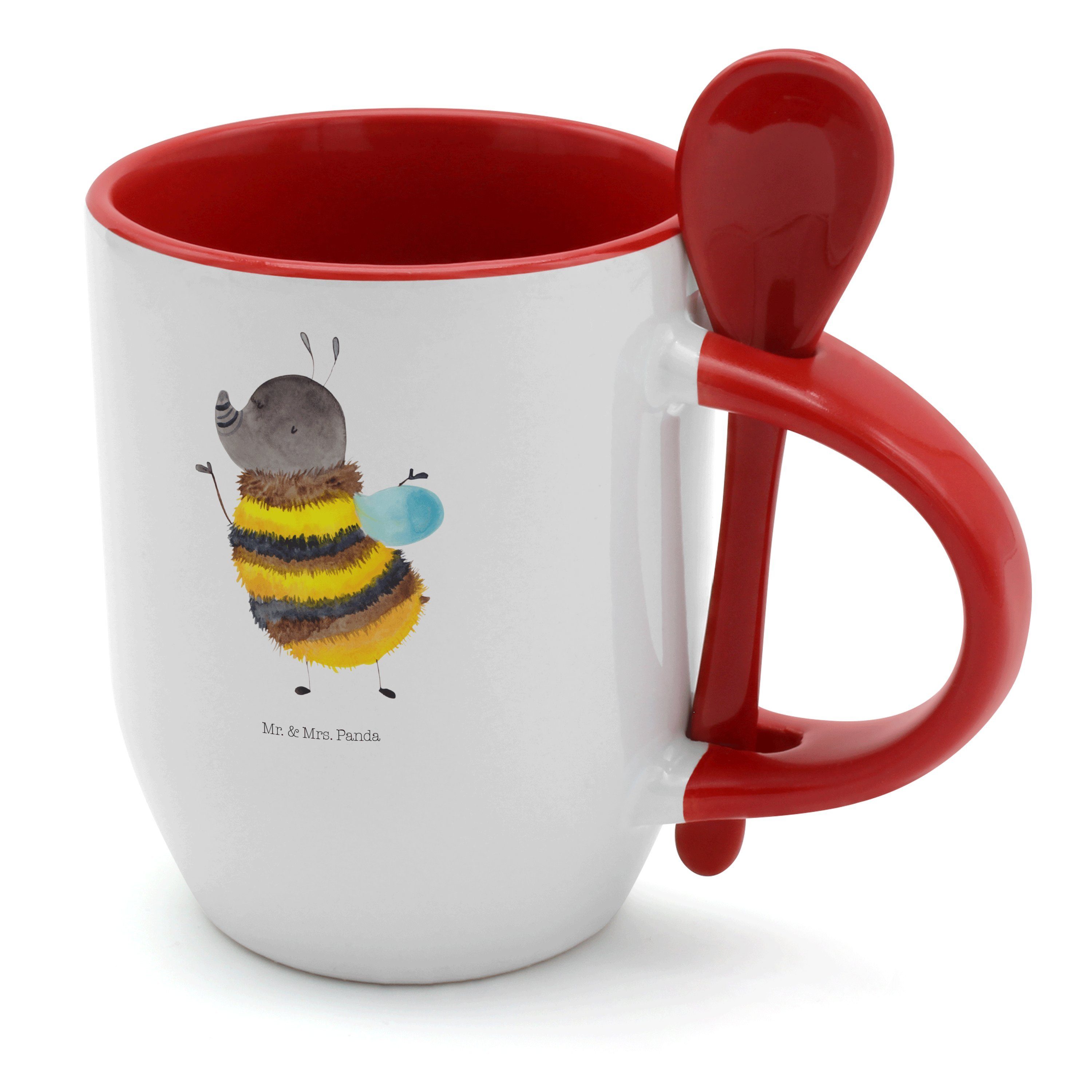 Mr. & Mrs. Panda Tasse Hummel flauschig - Weiß - Geschenk, Kaffeebecher, Biene, Tiermotive, Keramik