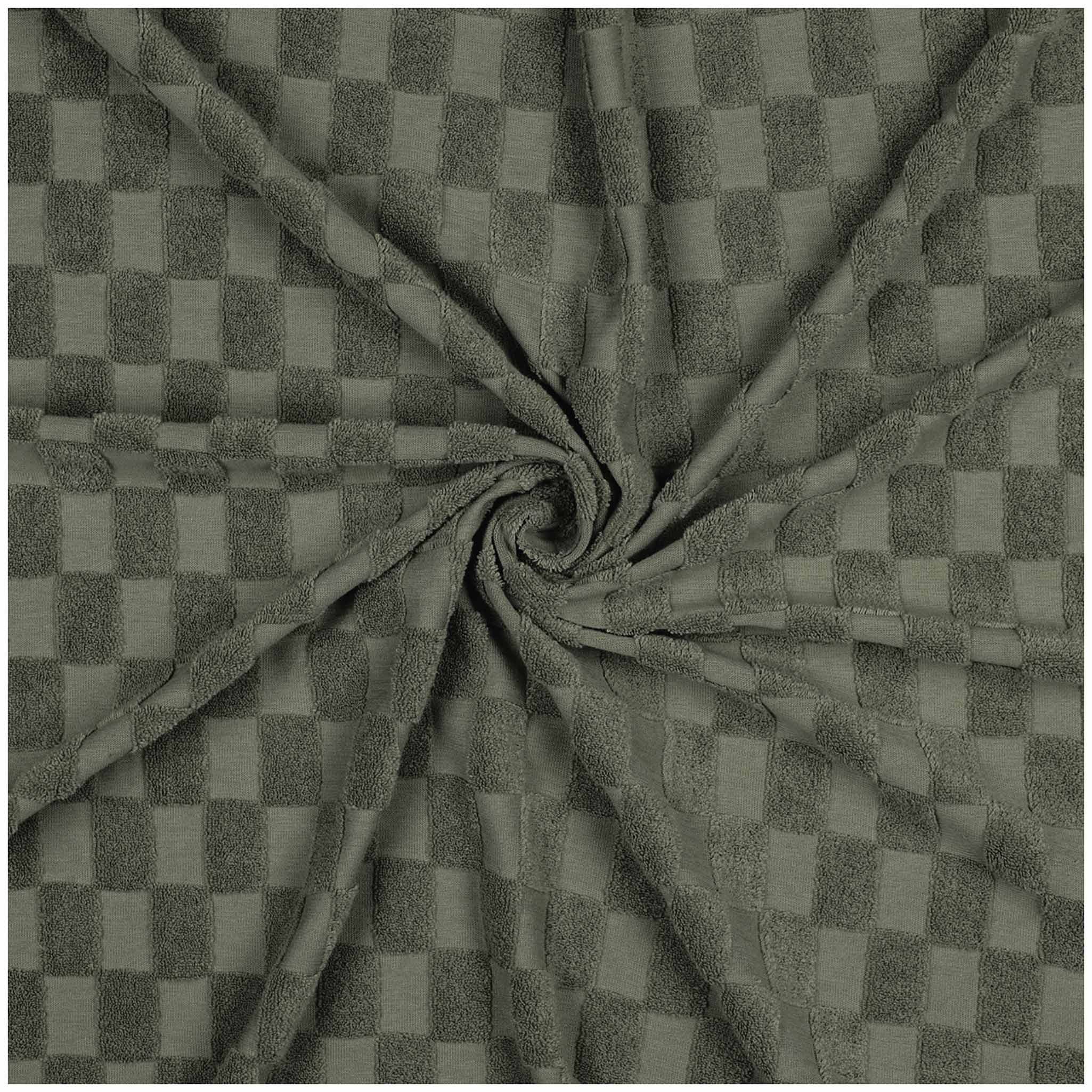 maDDma Stoff Jacquard-Frottee Karomuster ab 0,5m x 155cm uni Baumwolle Frottee, blassgrün