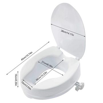 TWSOUL Toilettensitzerhöhung Toilettenerhöhung, Toilettenerhöhung mit Deckel, 19 cm, Tragfähigkeit 135 kg, Höhe 6/10/16 cm