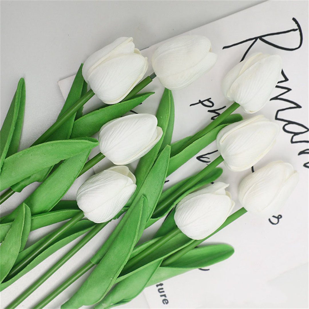 L.Ru Mini-Tulpen, Weiß Simulierte UG künstliche Kunstblumenstrauß