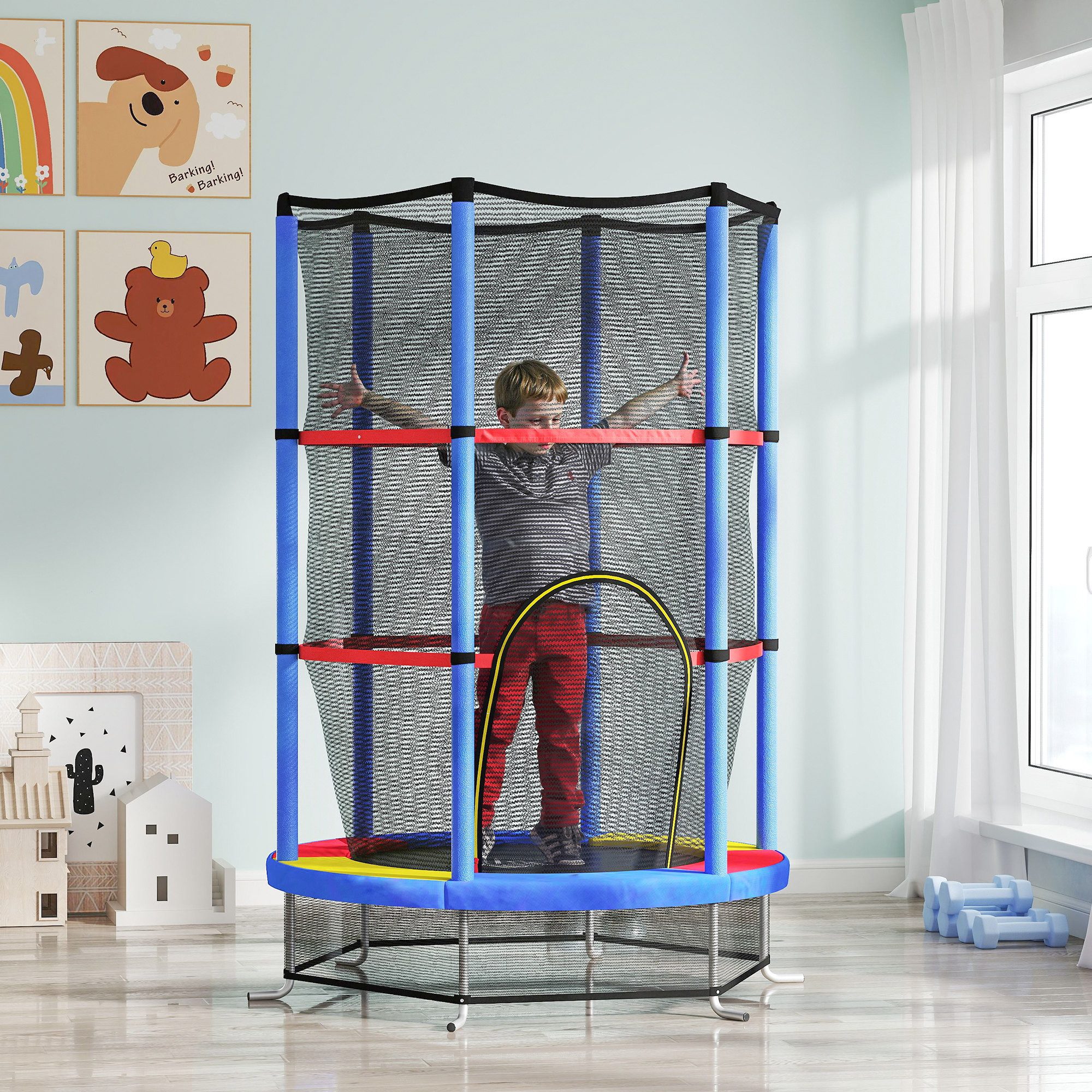 HOMCOM Kindertrampolin Trampolin für Kinder, Ø 140 cm, (mit Sicherheitsnetz günstig online kaufen