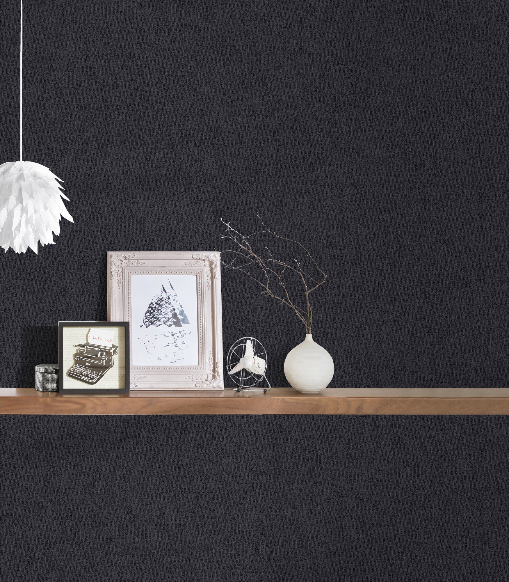 Bricoflor Uni Vliestapete Schwarz Einfarbige Tapete in Textil Optik Modern günstig online kaufen