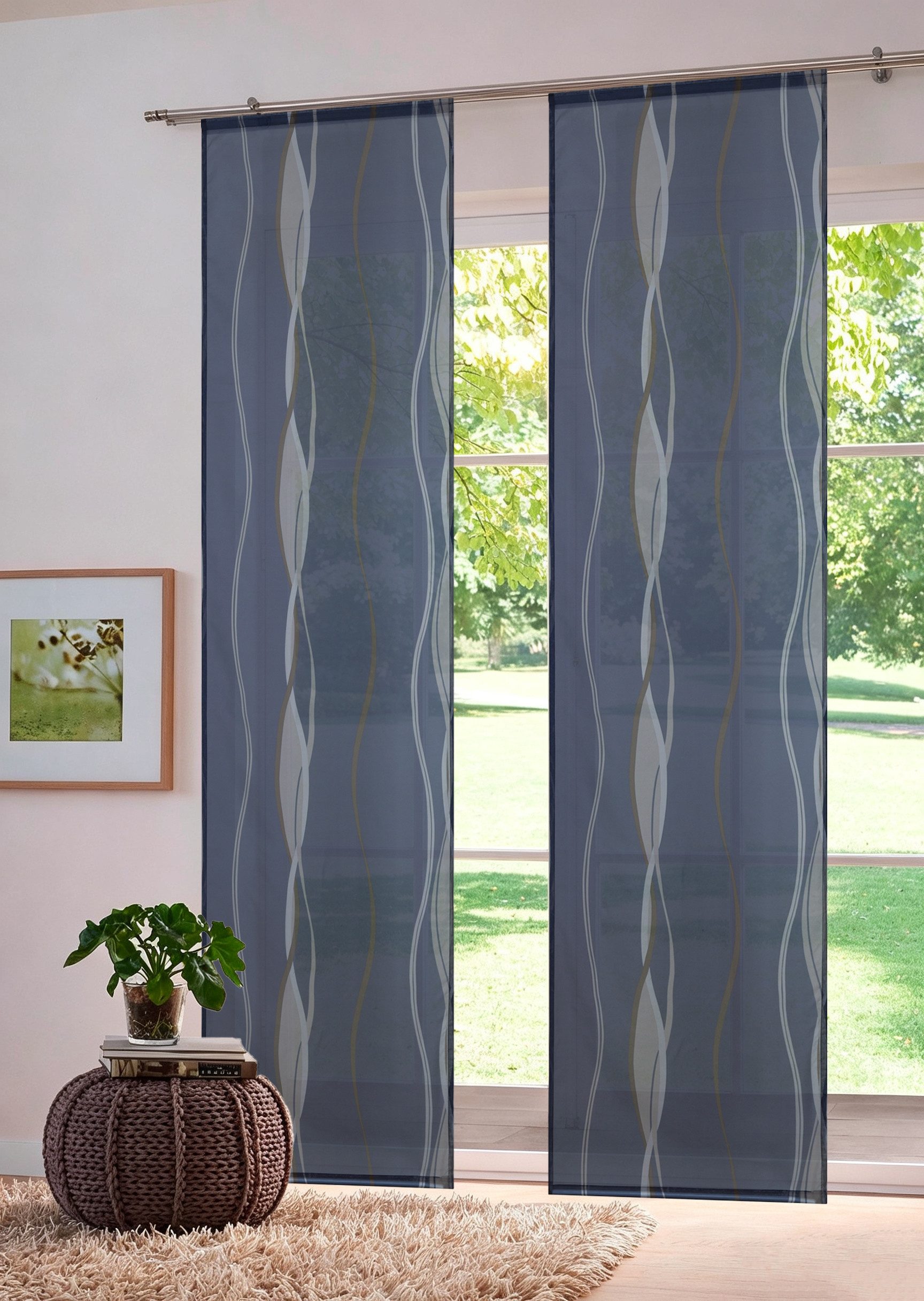 OTTO home Schiebegardine Dimona (2 St), transparent, Polyester, 2-er Set, Fertiggardine, mit Befestigungszubehör, Wellen