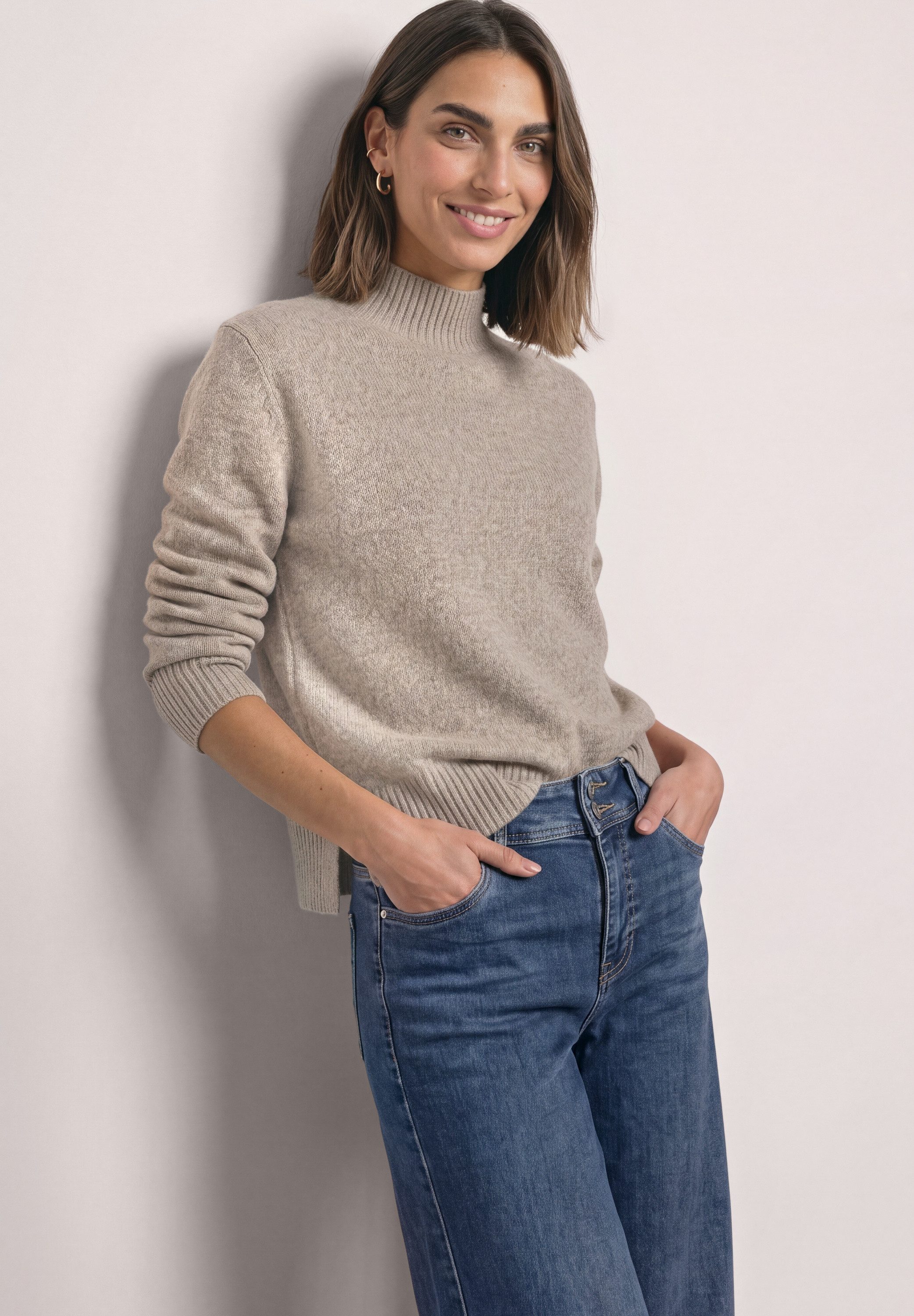STREET ONE Strickpullover Mouliné Pullover mit Turtle Neck