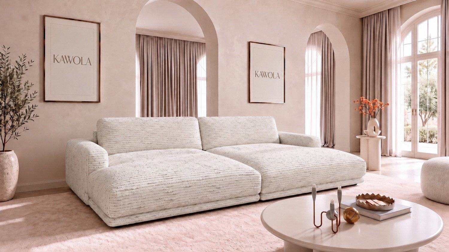 KAWOLA Big-Sofa MARLIN, Big Sofa Stoff cremeweiß
