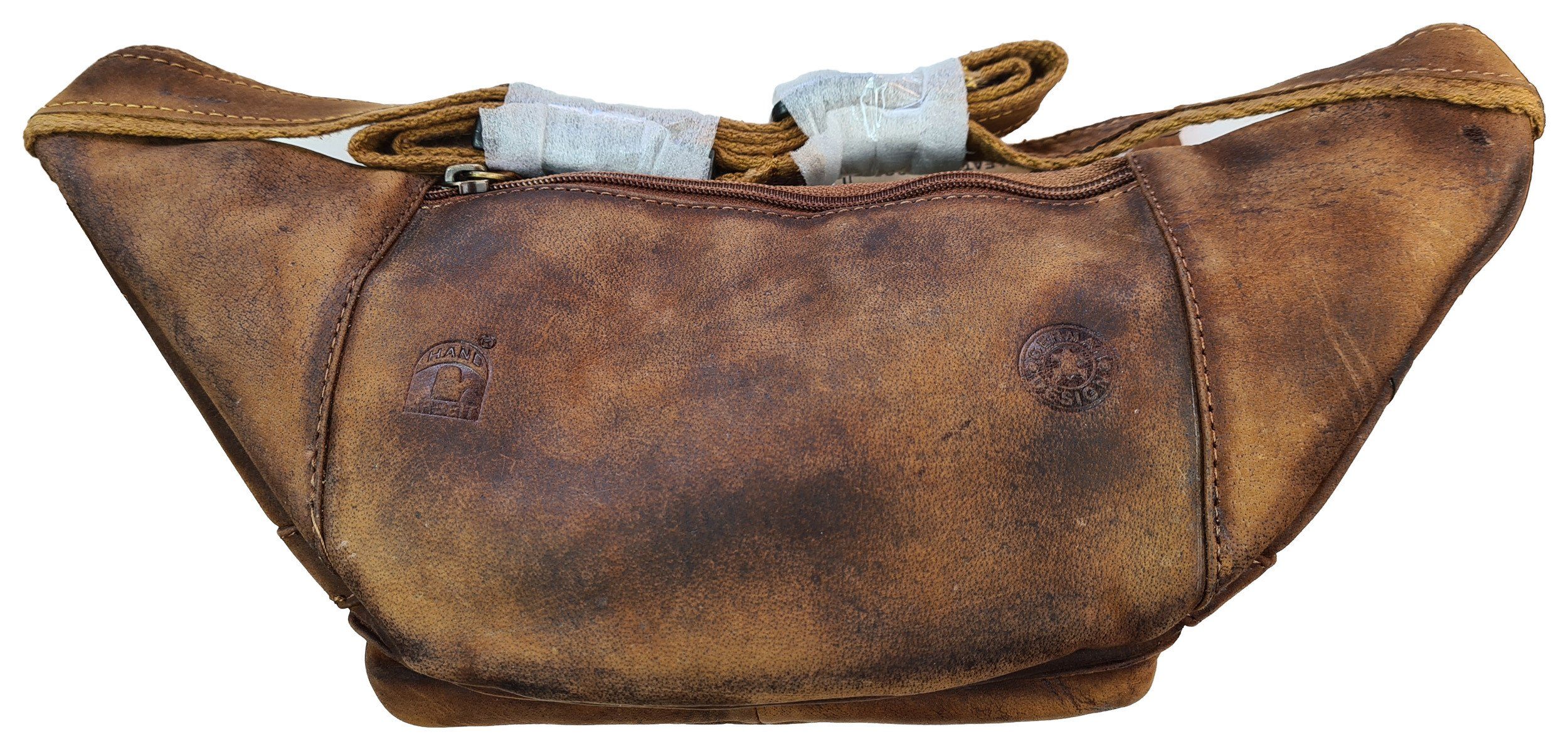 Einkaufszauber Gürteltasche Echt Leder Gürteltasche Bauchtasche Skull Fly Totenkopf Braun, Echtleder
