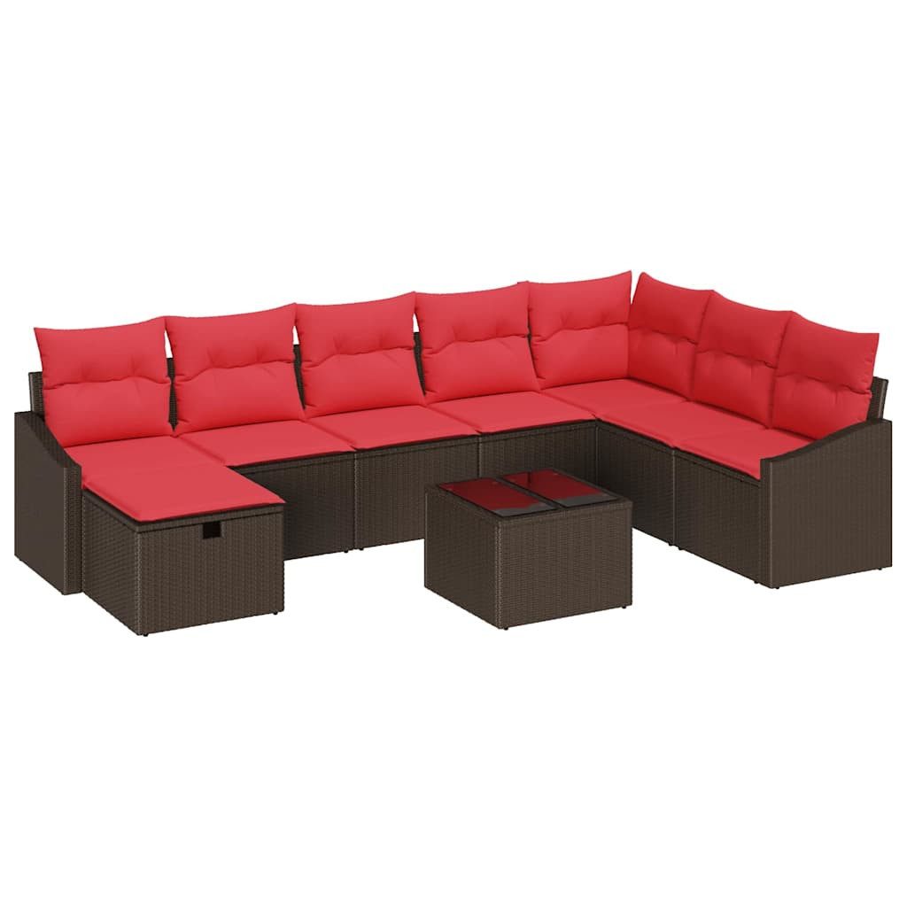 vidaXL Gartenlounge-Set Gartensofa-set 9 Stk. Poly-Rattan, (9-tlg)