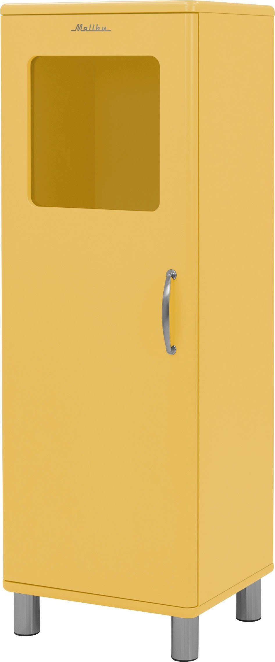 Tenzo Vitrine Malibu (1-St) mit cm oberen Tür, Sunny der 143 zwei Höhe Einlegeböden, Yellow in Glaseinsatz