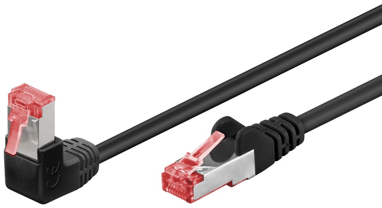 Goobay 250x Goobay 51542 CAT 6 Patchkabel 1x 90° gewinkelt, S/FTP (PiMF), Netzwerkkabel