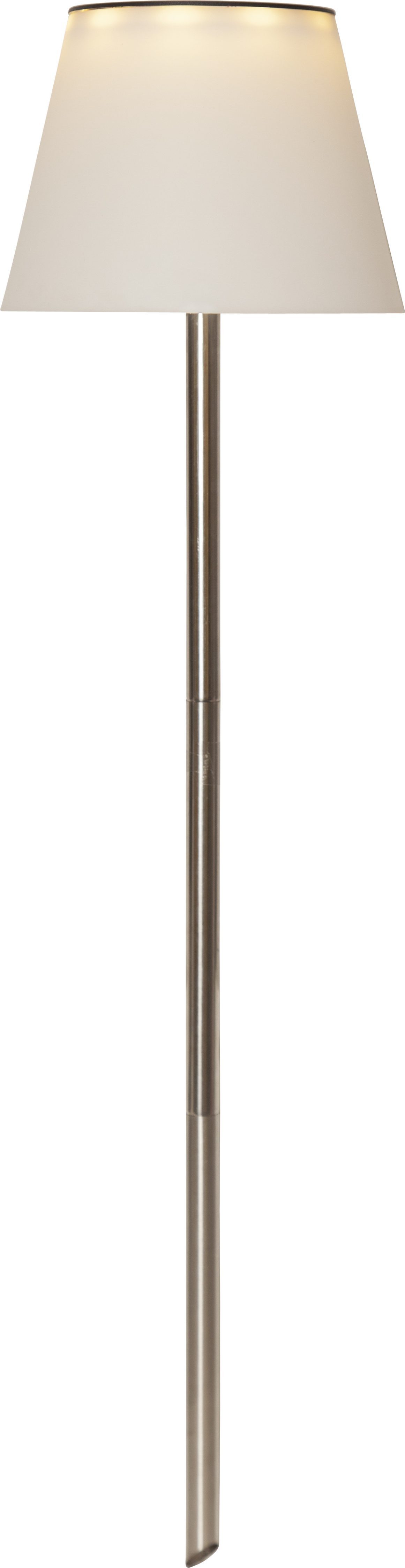 STAR TRADING LED Solarleuchte Solar Lampe Solini, Tageslichtsensor, LED fest integriert, Warmweiß, variable Höhe bis 90cm, weißer Schirm, 15Lm warmweiß, Dämmerungssensor